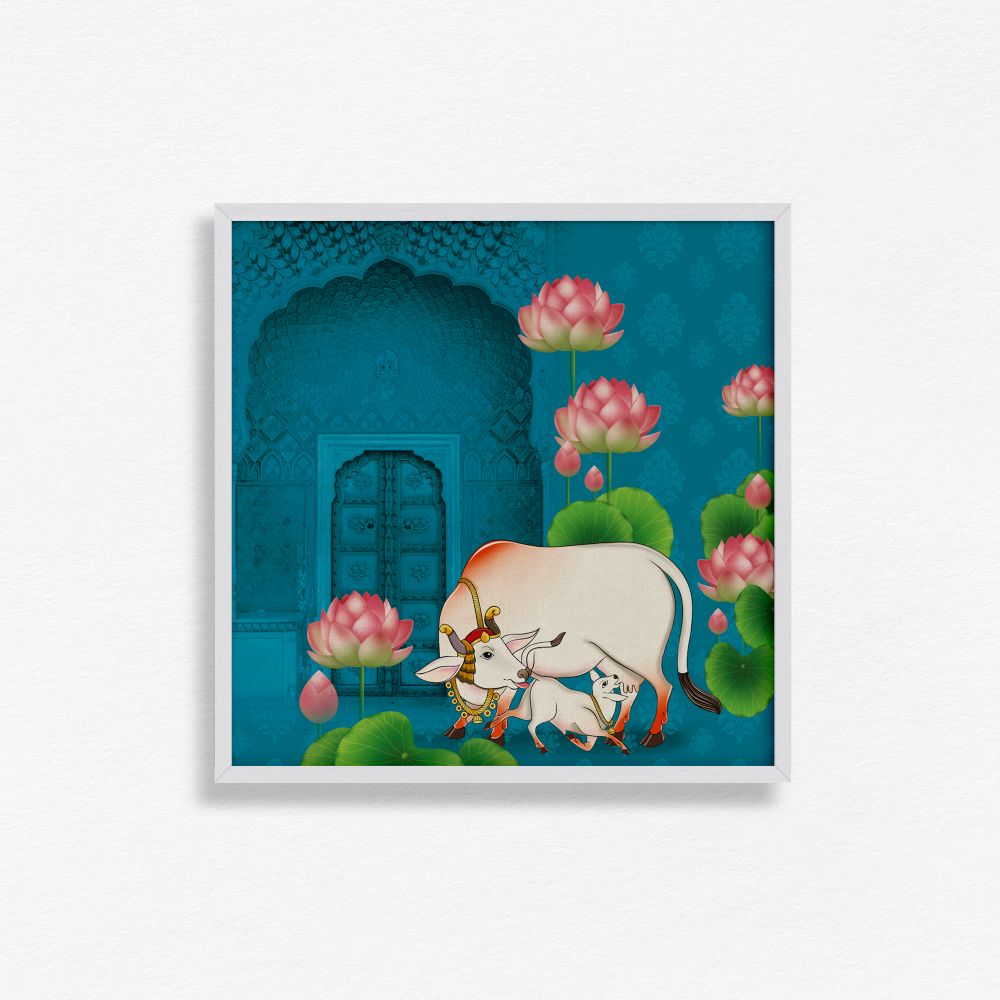 Pichwai - Royal Entrance with Cow