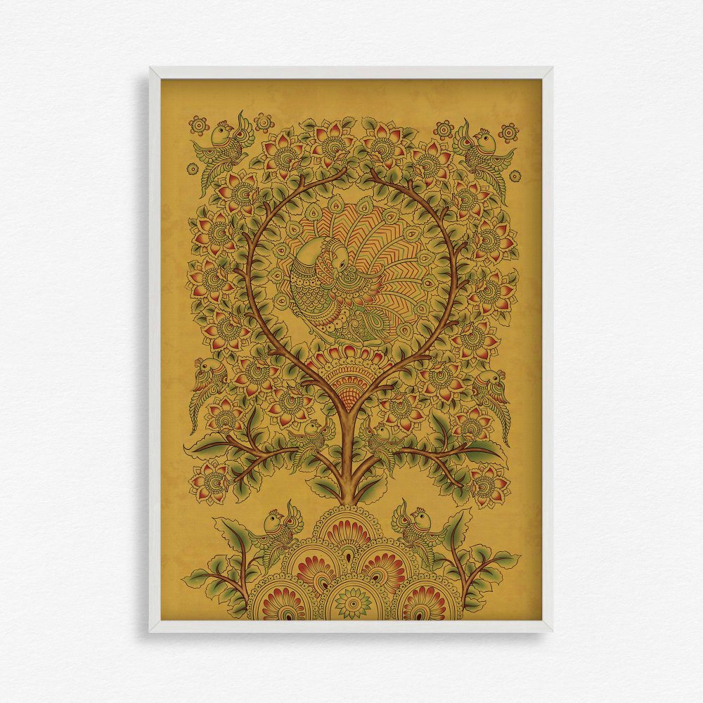 Kalamkari - Peacock and Petal