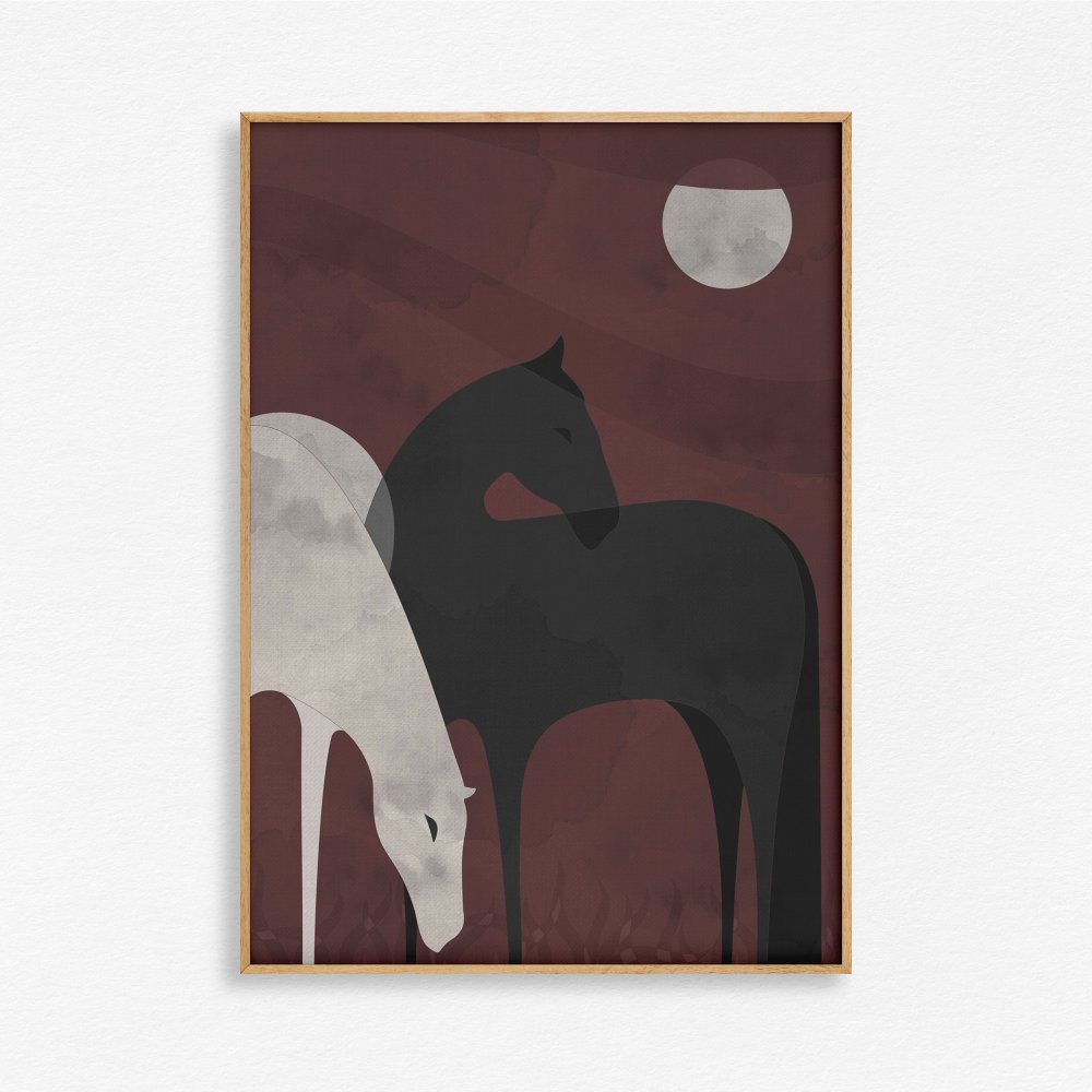Two Horses in moon light