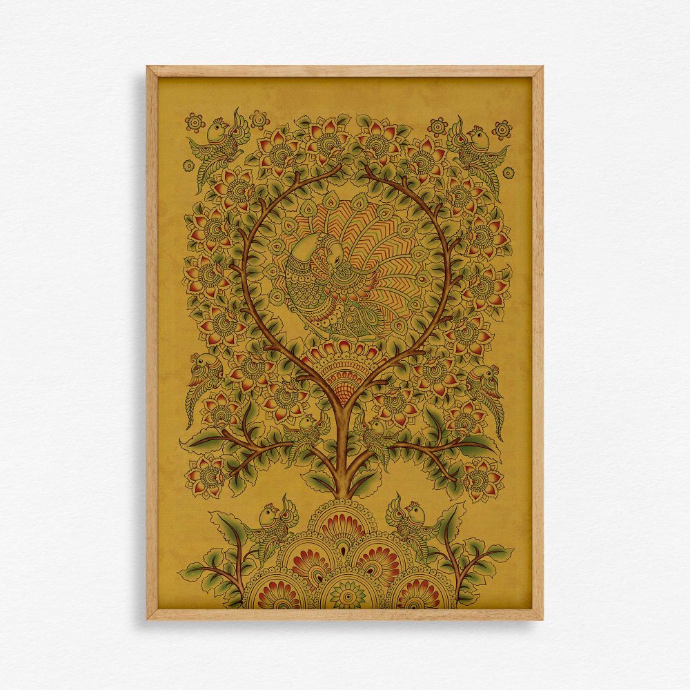 Kalamkari - Peacock and Petal