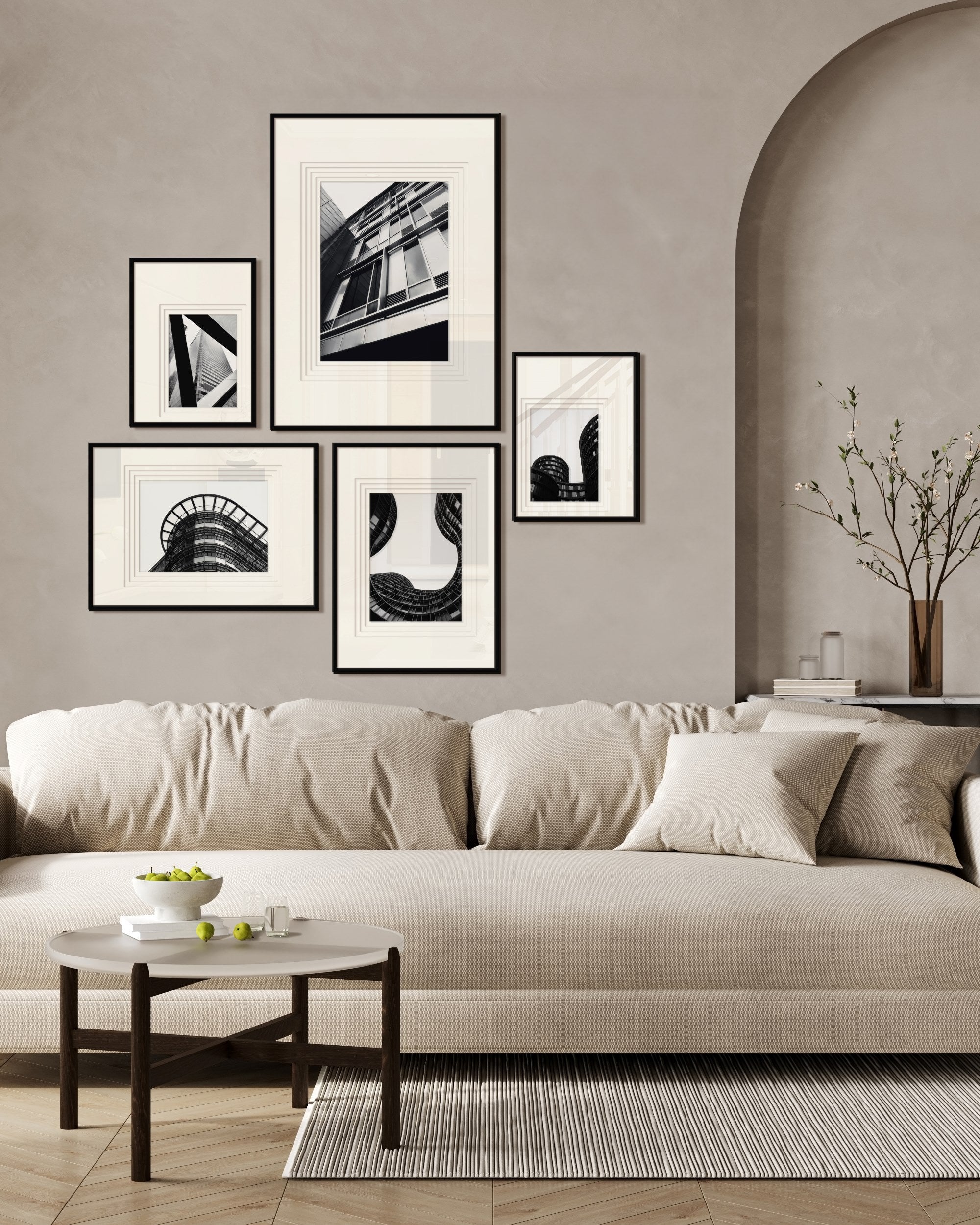 Geometric Elegance in Black & White - Set of 5