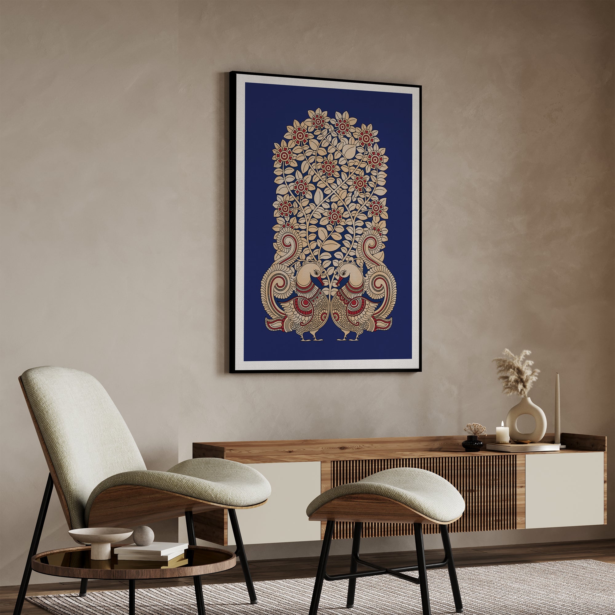 Peacocks in Bloom Wall Art Canvas Painting