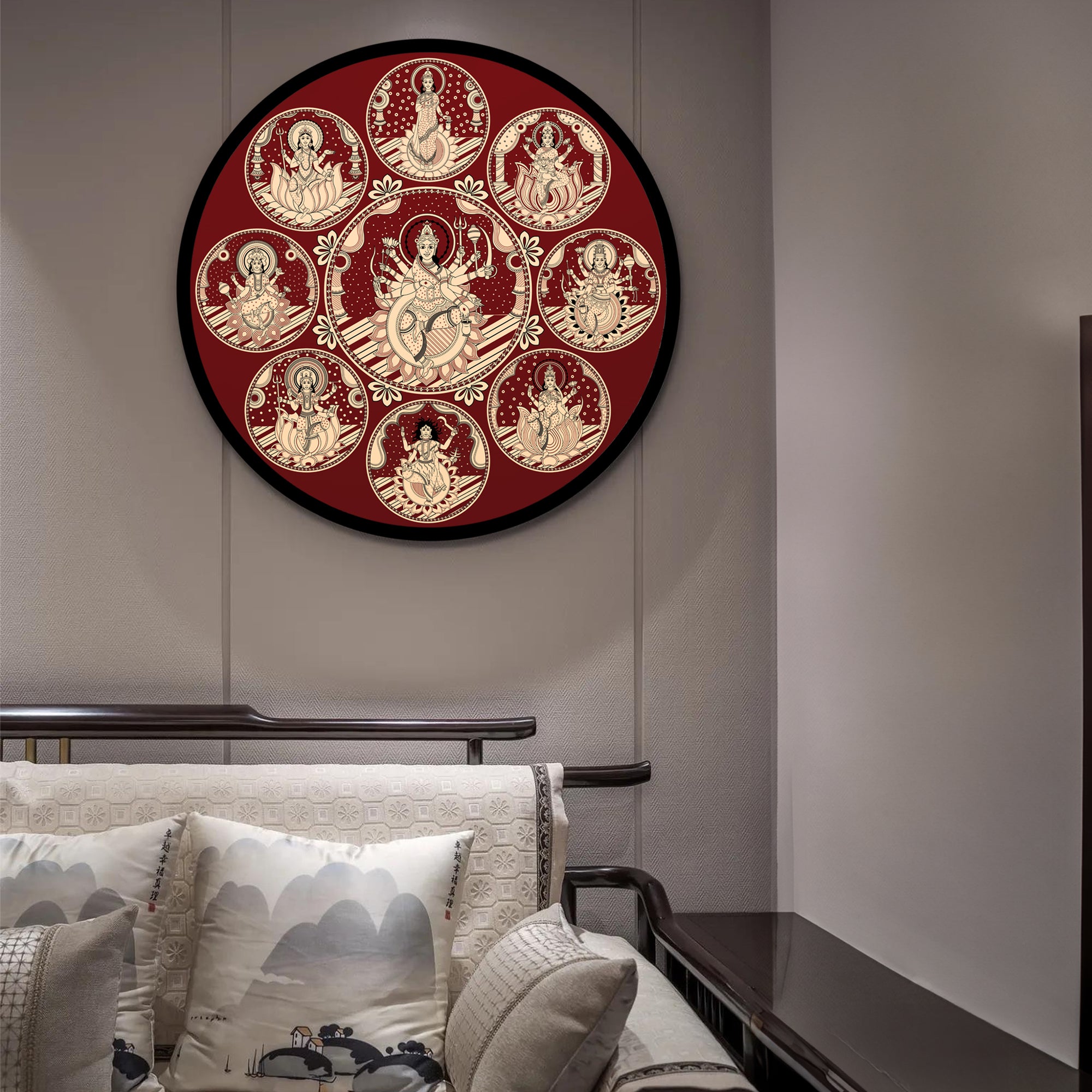 Durga Maa Face Mandala Wall Art Canvas Painting