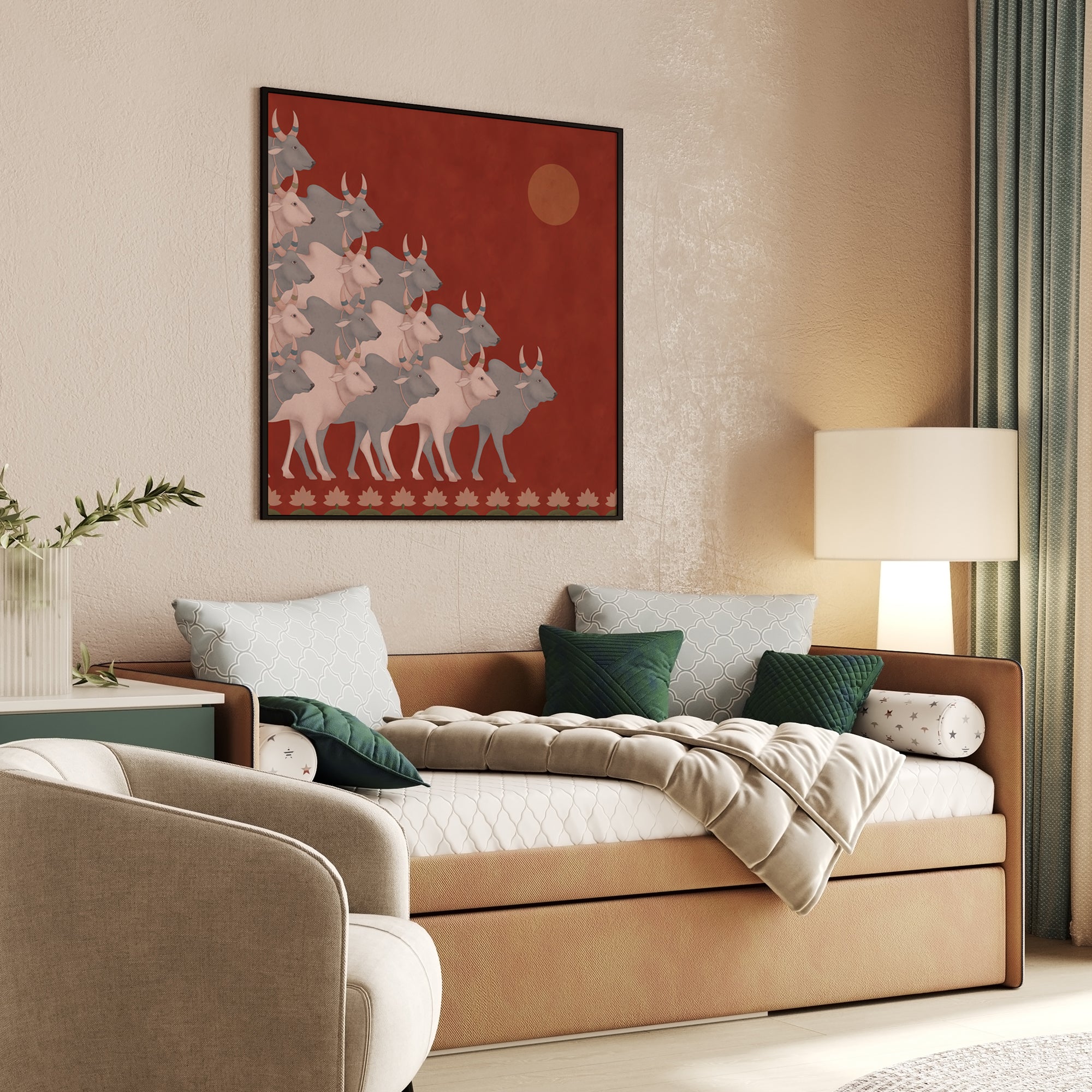 Group of Cow's in Square Wall Art