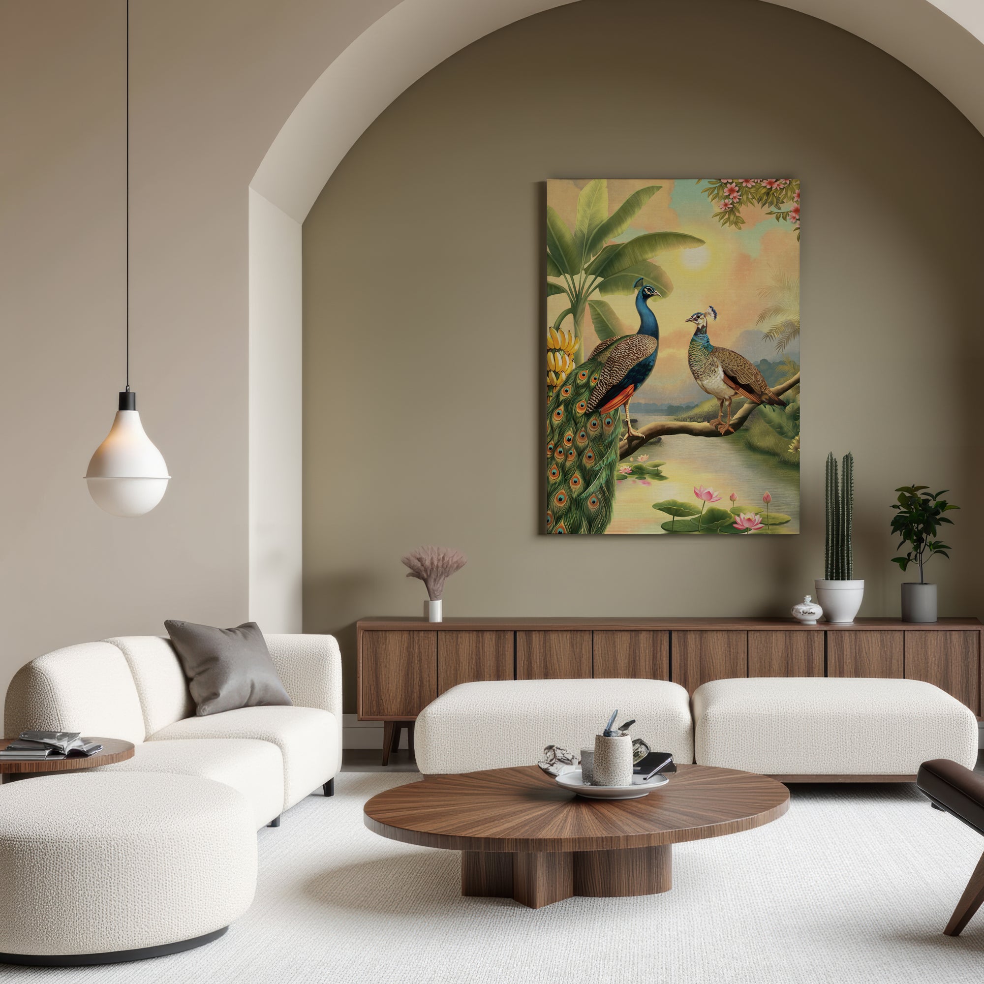 Lotus & Peacock Feathers Wall Art