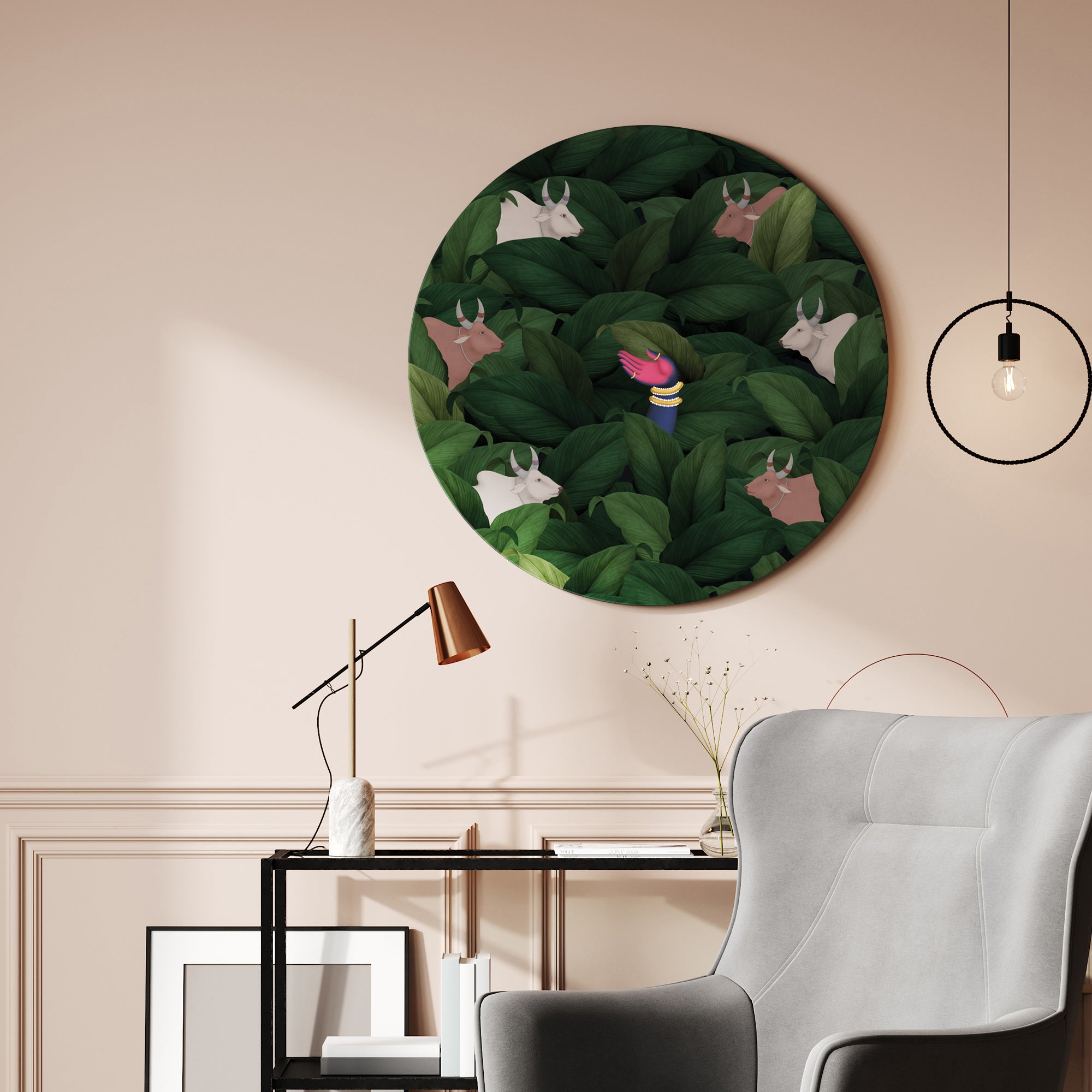 Nritya - Round Wall Art Canvas Painting