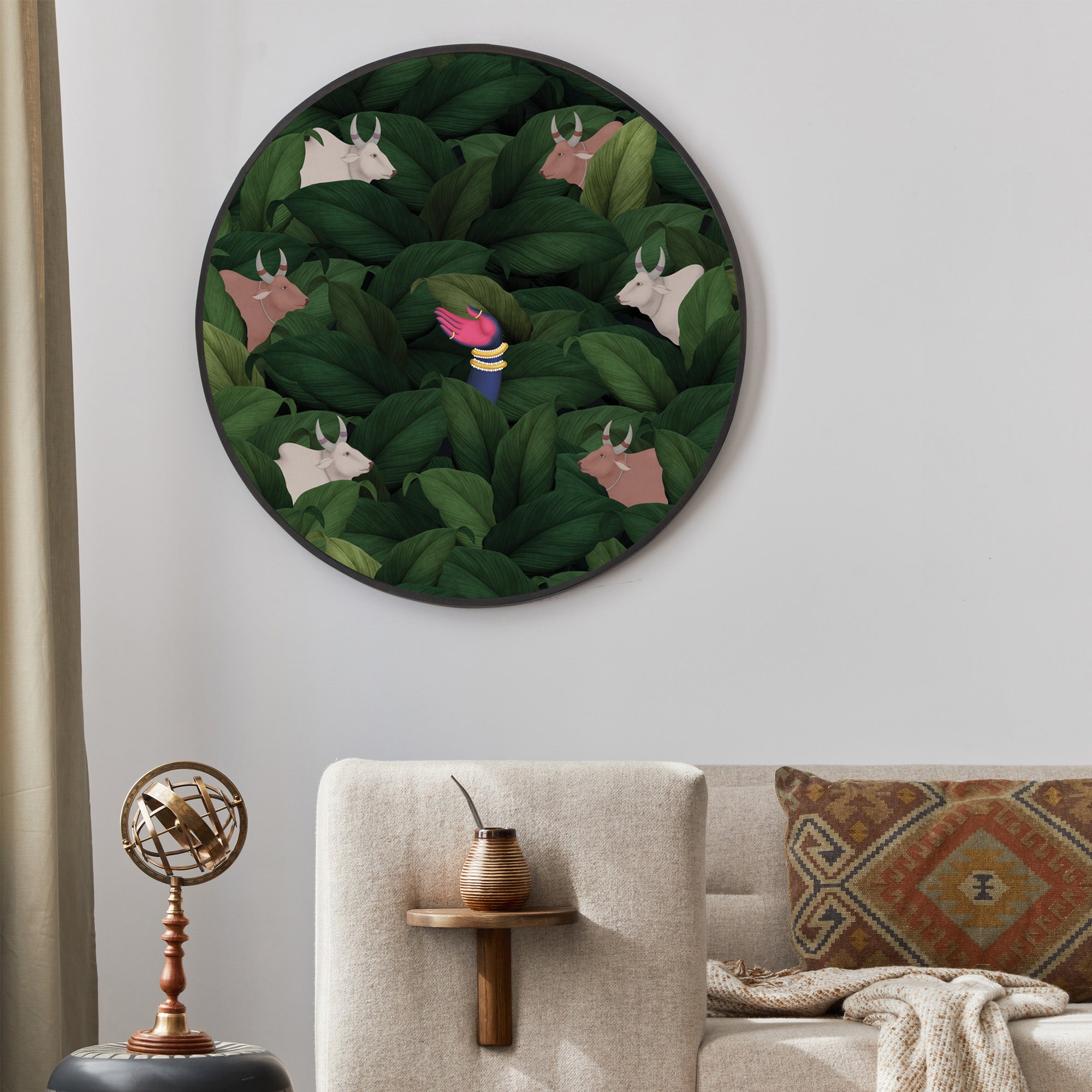 Nritya - Round Wall Art Canvas Painting