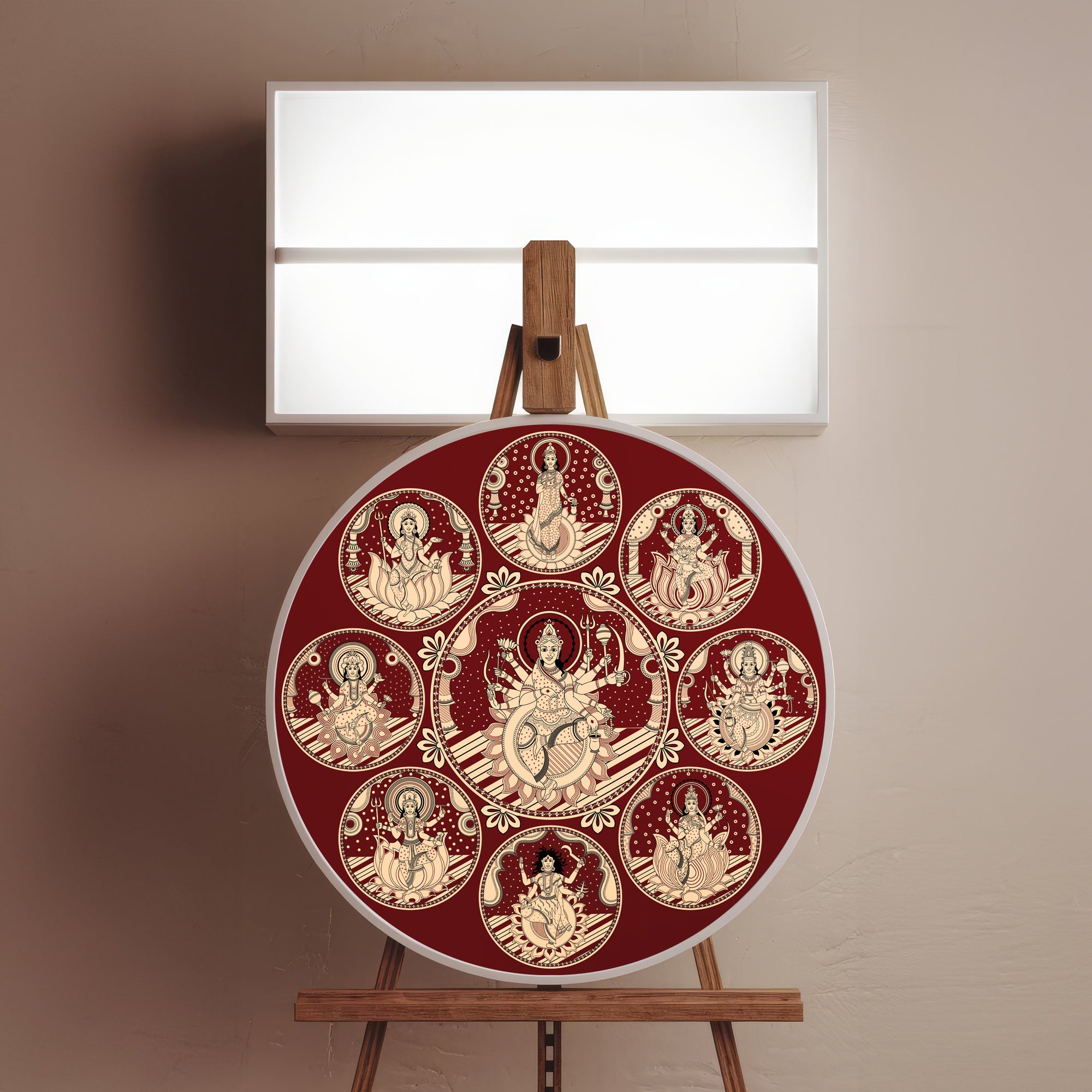 Durga Maa Face Mandala Wall Art Canvas Painting