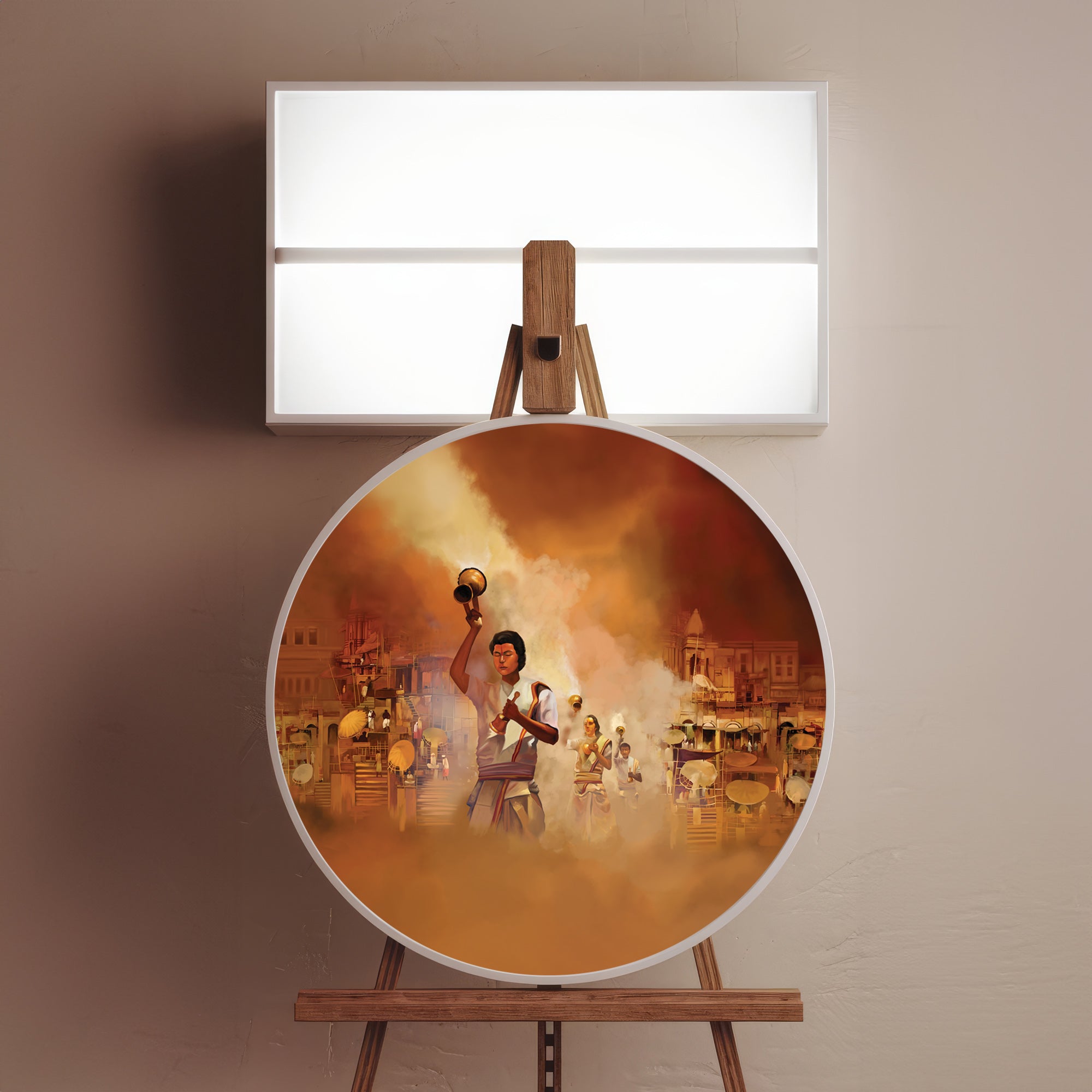 The Divine Arti - Round- Wall Art Canvas Painting
