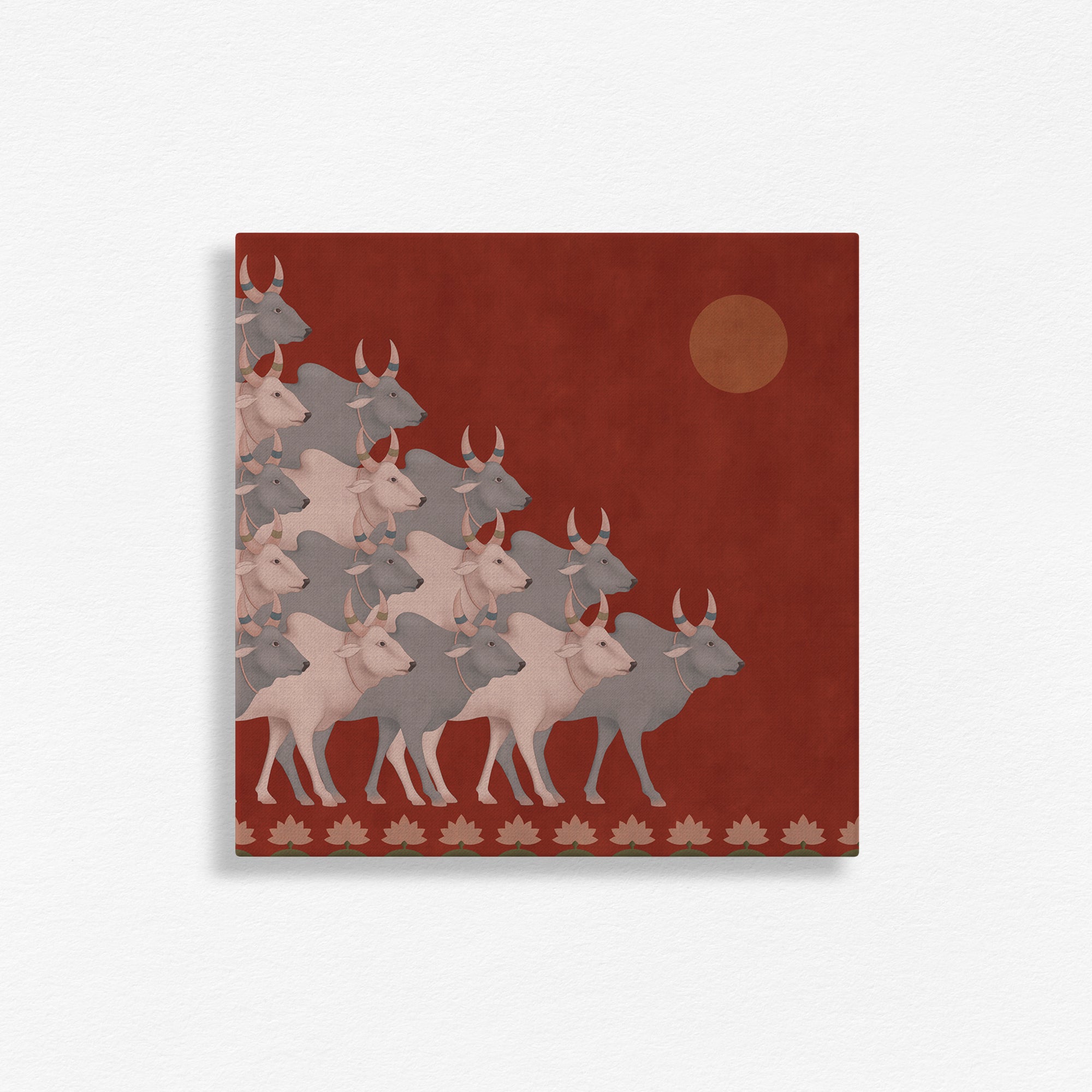 Group of Cow's in Square Wall Art