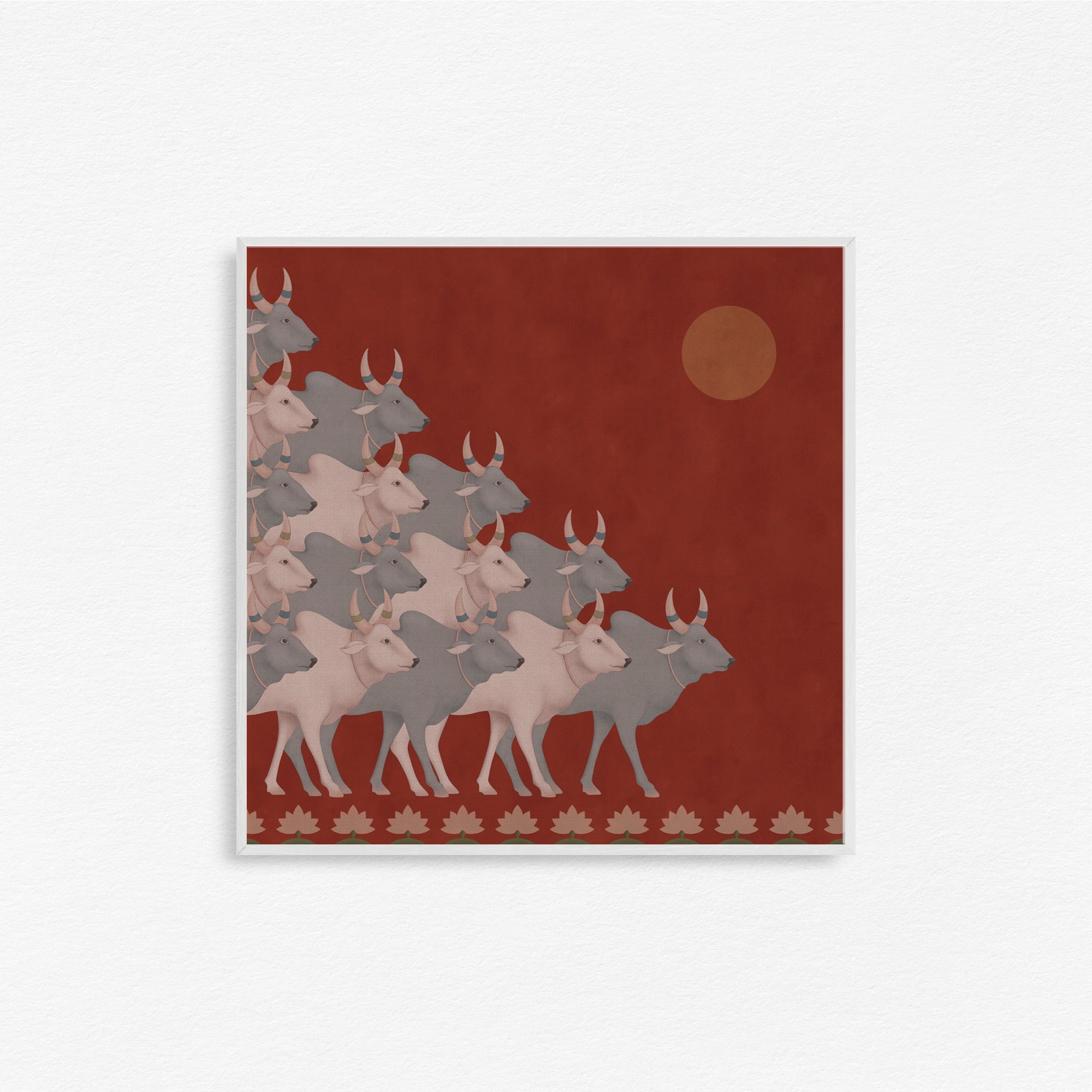 Group of Cow's in Square Wall Art