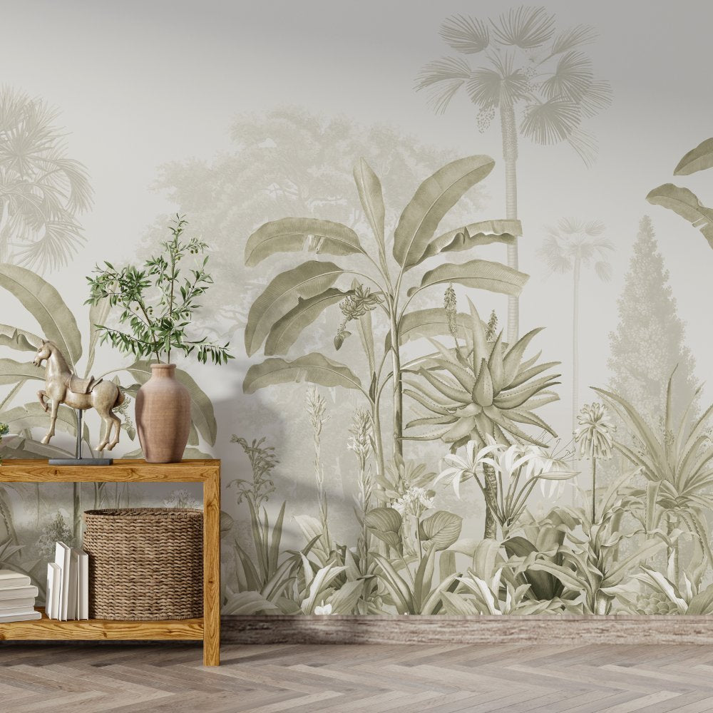 Tropical Lines Art- Teal Tone wallpaper