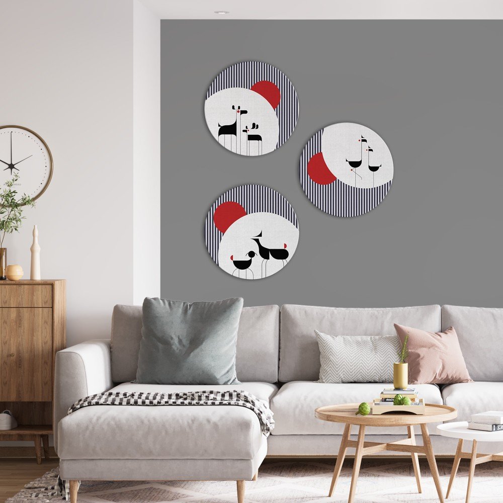 Love in lines - Round - Set of 3