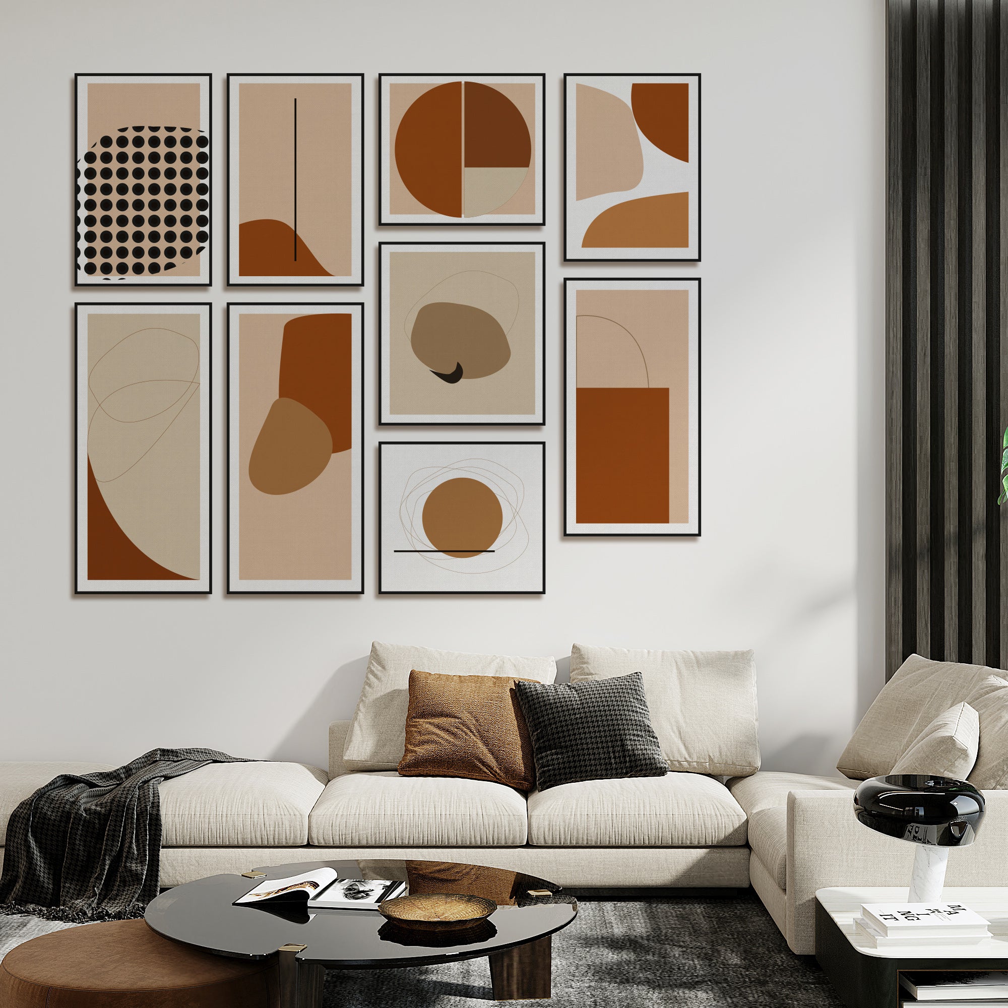 Abstract Warm Tone - set of 9