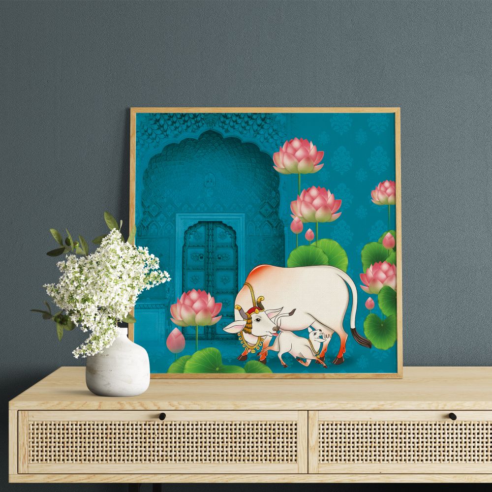 Pichwai - Royal Entrance with Cow