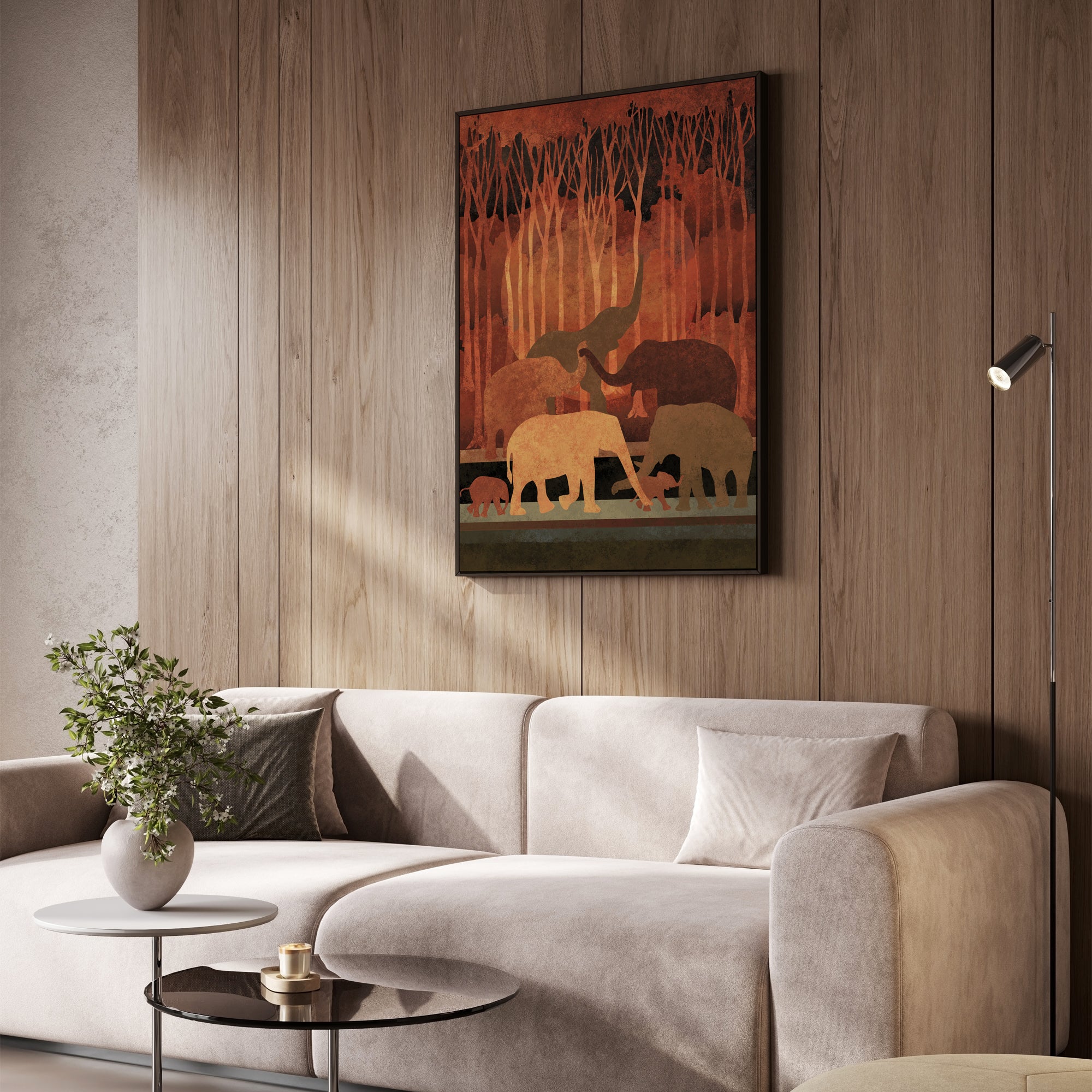 Twilight Walk of the Tuskers-Wall Art Canvas Painting