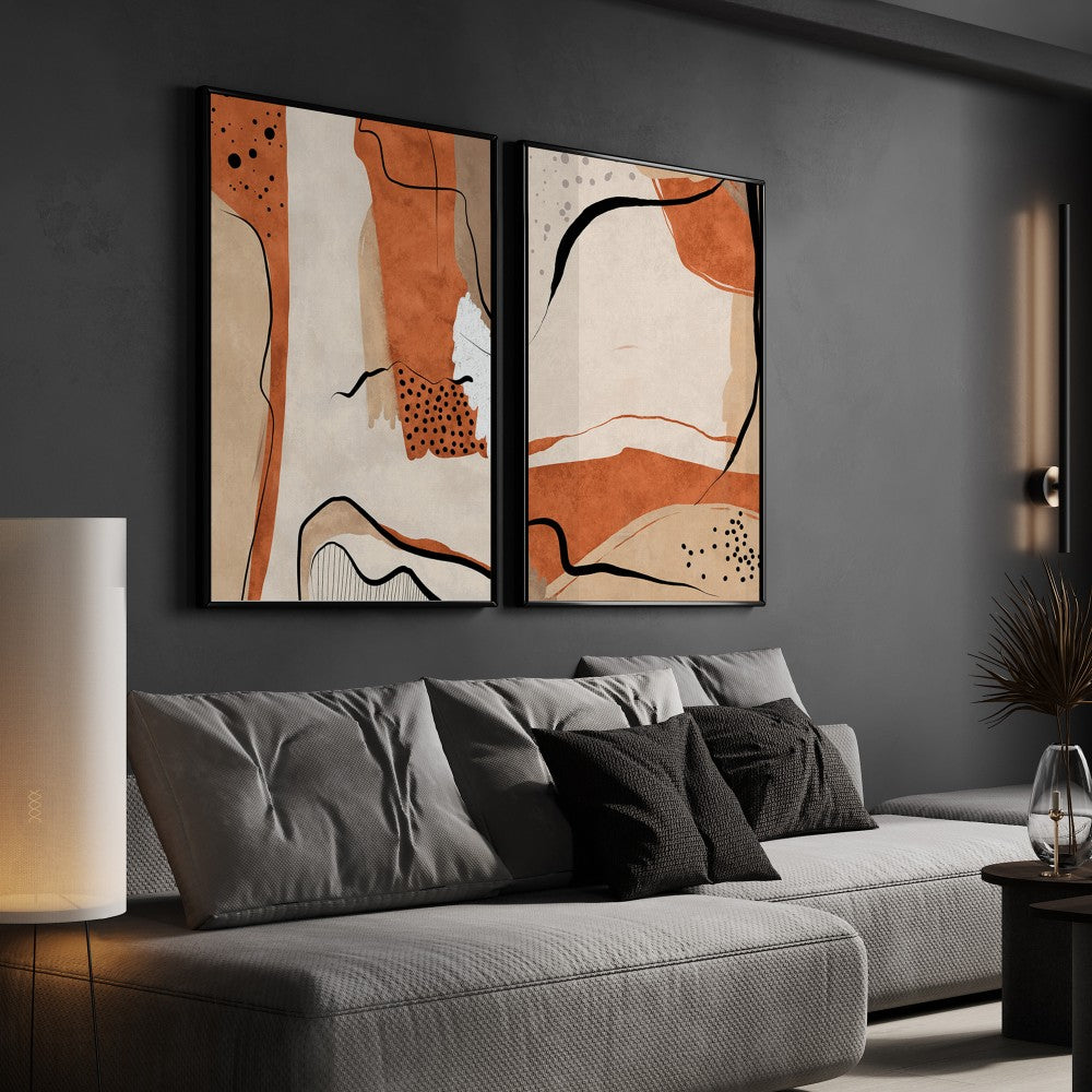 Orange Abstract - Set of 2