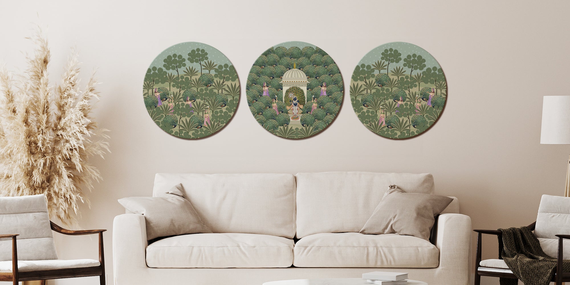 Krishna in the Garden of Bliss - Set of 3