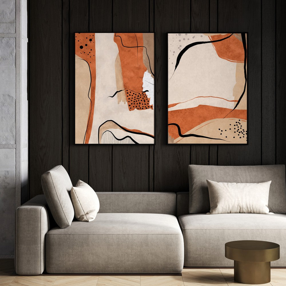Orange Abstract - Set of 2