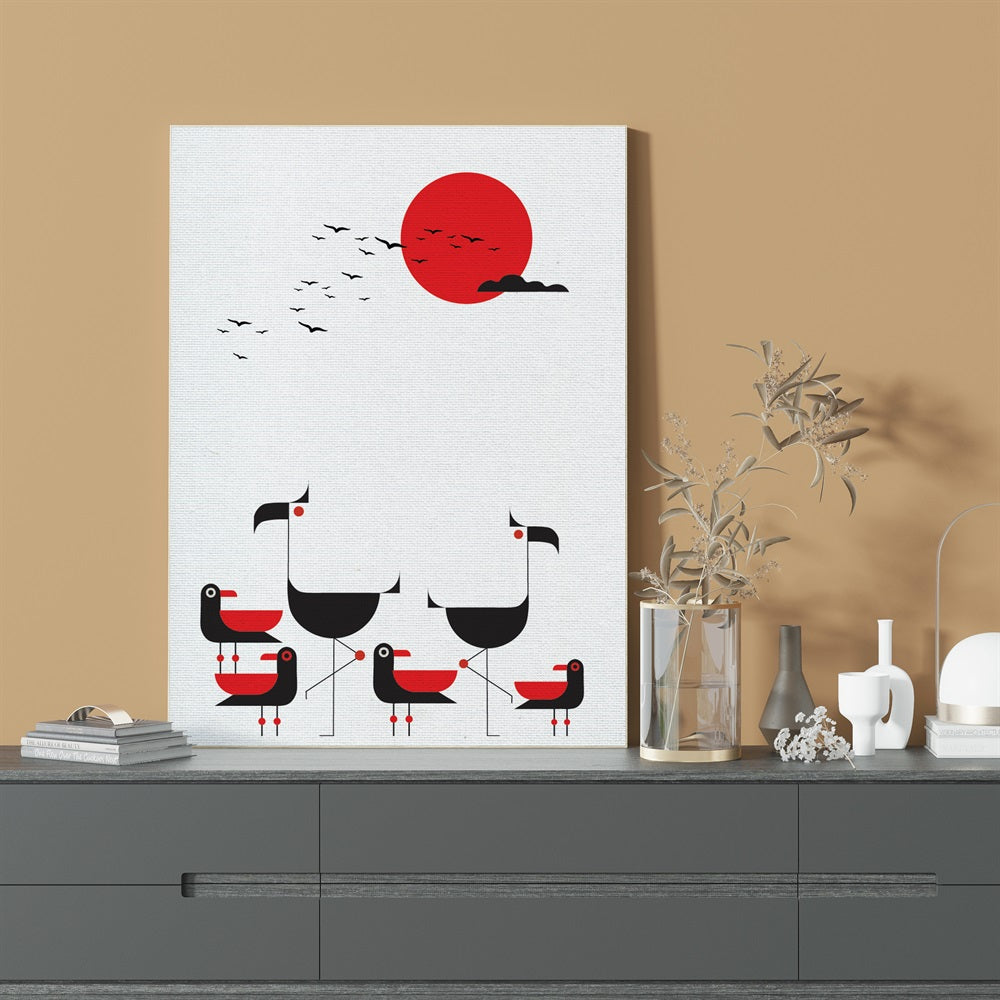 Flamingo & Bird in Radiant Sunlight