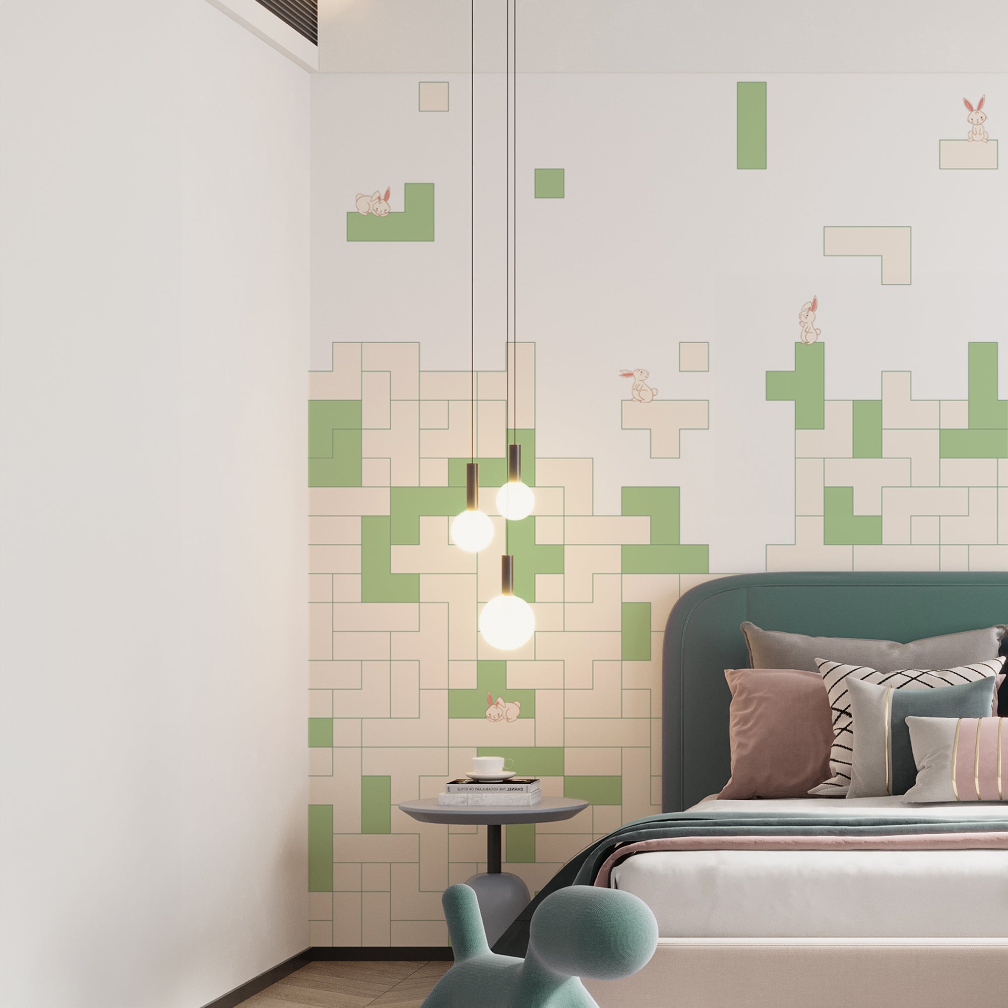 Pixel Playground- Kids Room Wallpaper