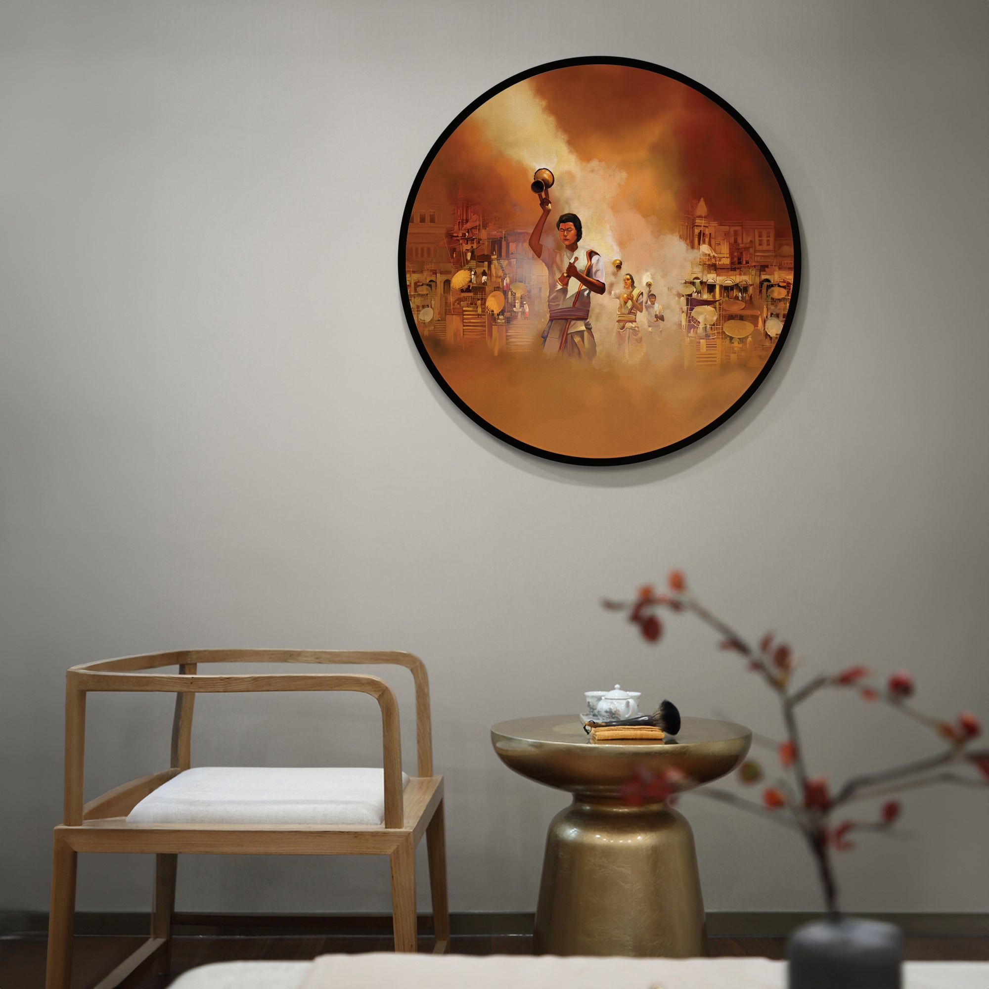 The Divine Arti - Round- Wall Art Canvas Painting