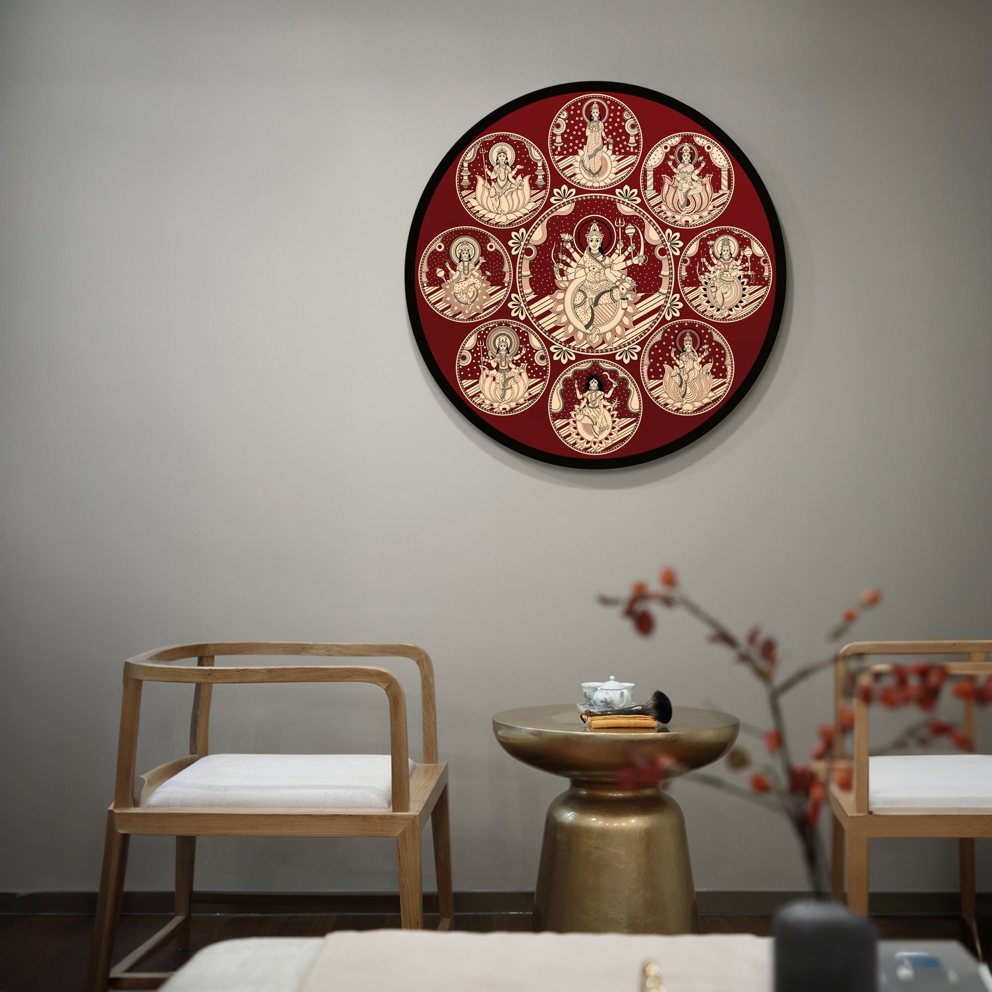 Durga Maa Face Mandala Wall Art Canvas Painting