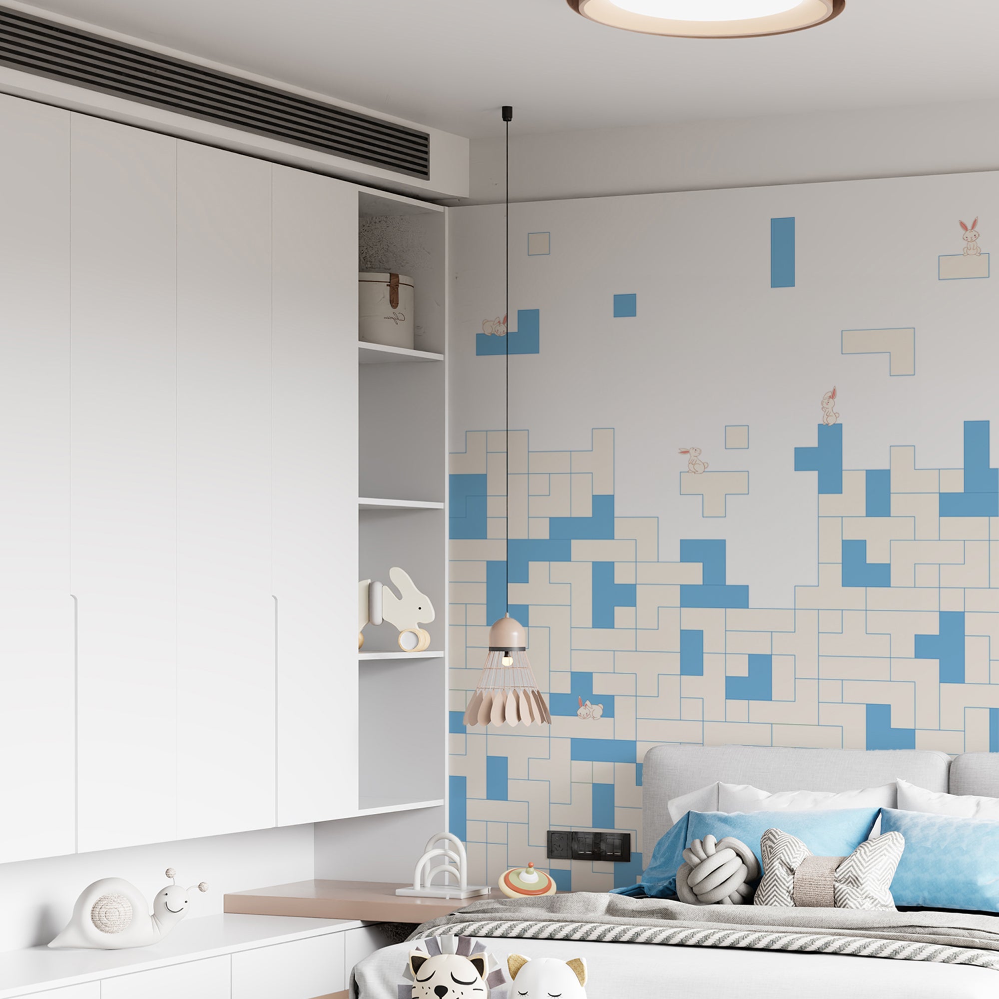 Pixel Playground- Kids Room Wallpaper