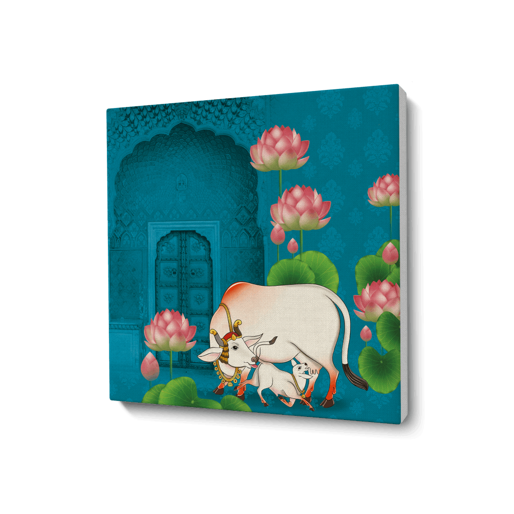 Pichwai - Royal Entrance with Cow