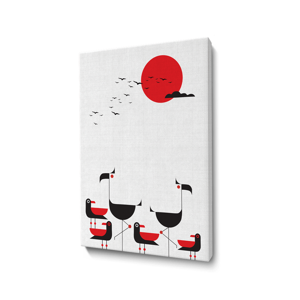 Flamingo & Bird in Radiant Sunlight