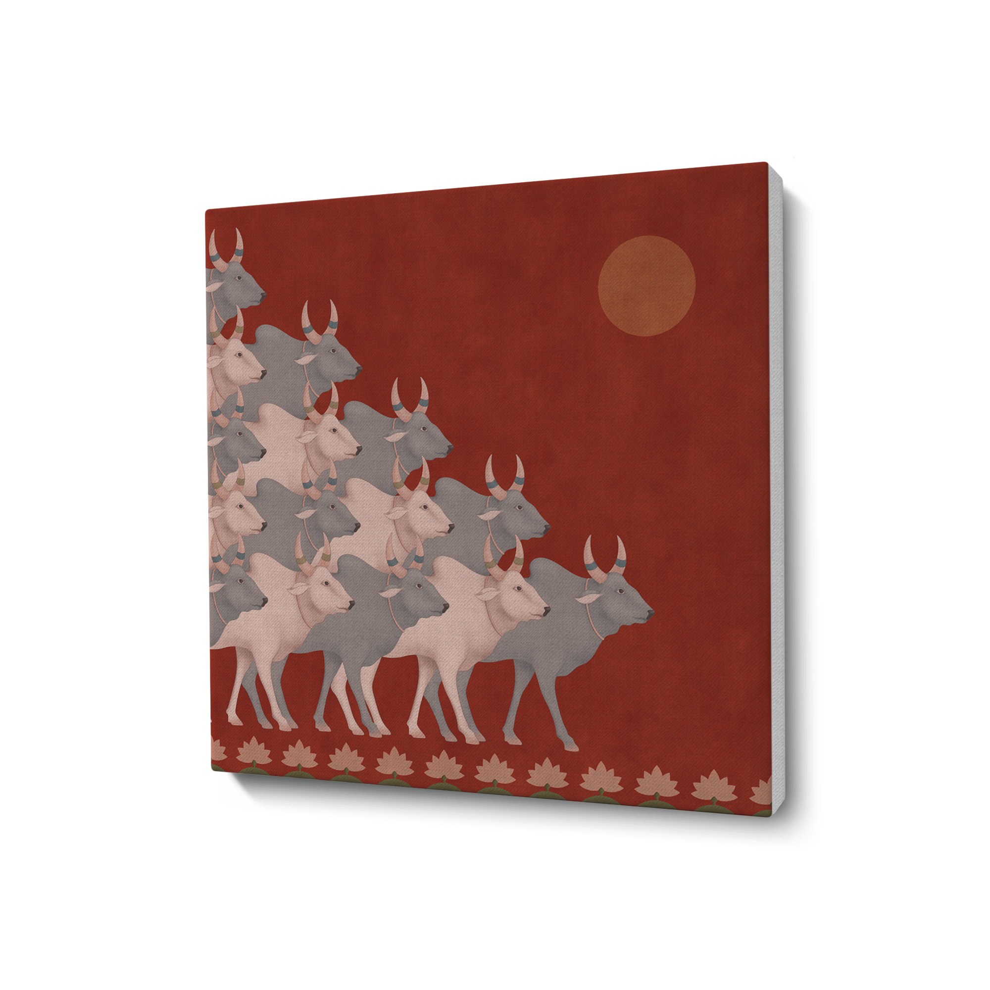 Group of Cow's in Square Wall Art