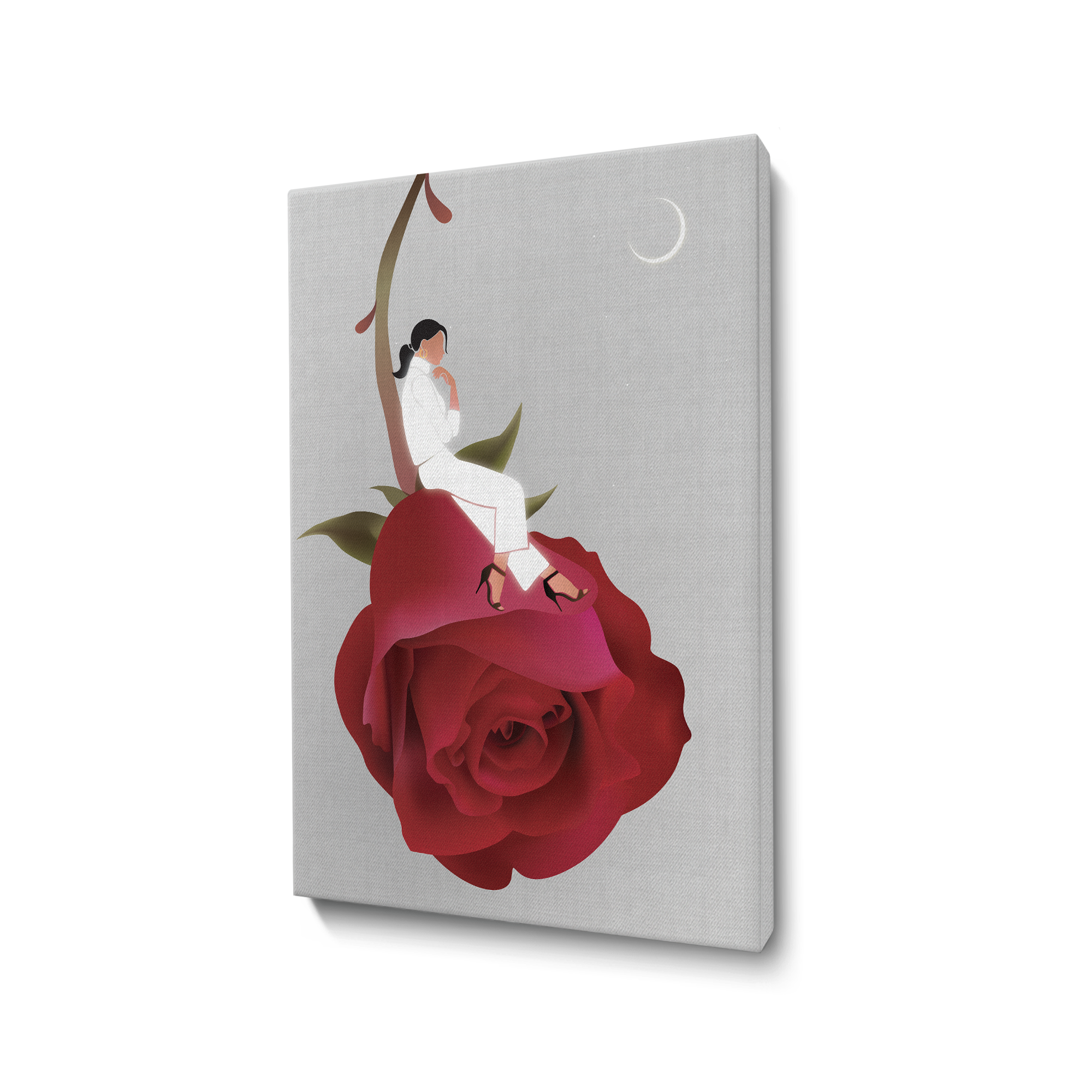 Between Petals and the Moon Wall Art Canvas Painting