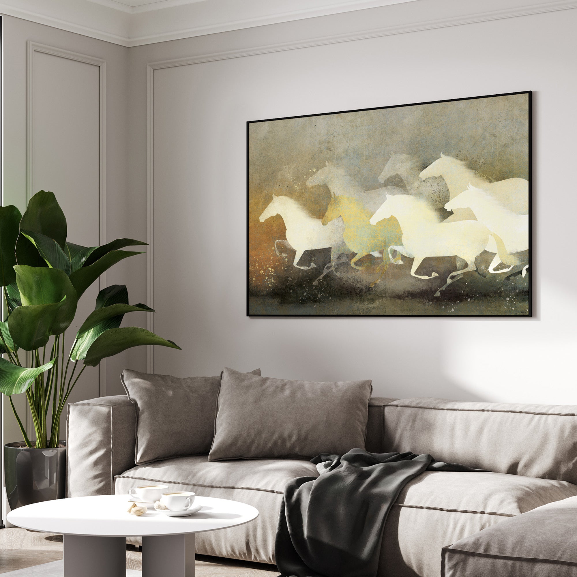 7 White Horses Vastu Wall Art