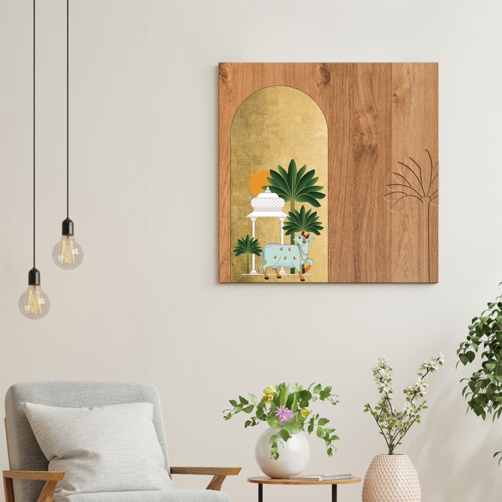 Pichwai - Blue Cow in brass