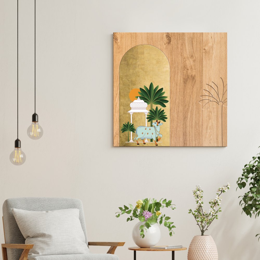 Pichwai - Blue Cow in brass