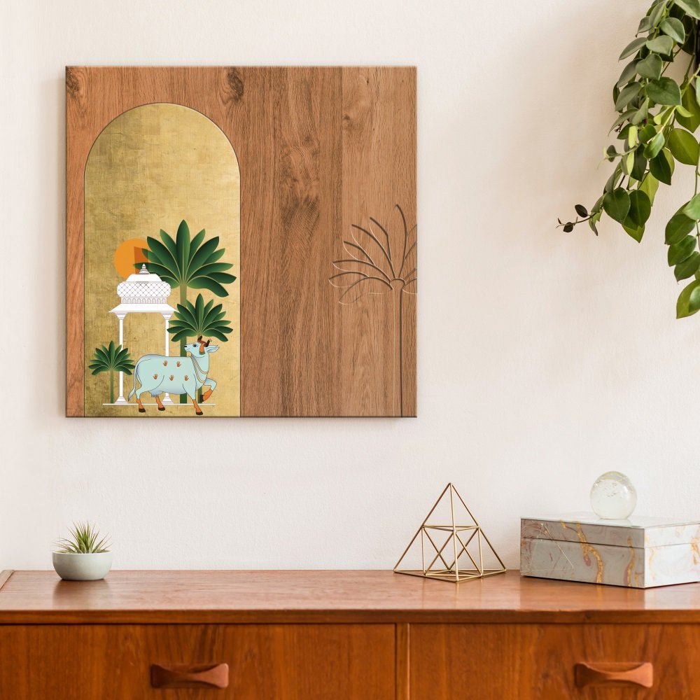 Pichwai - Blue Cow in brass