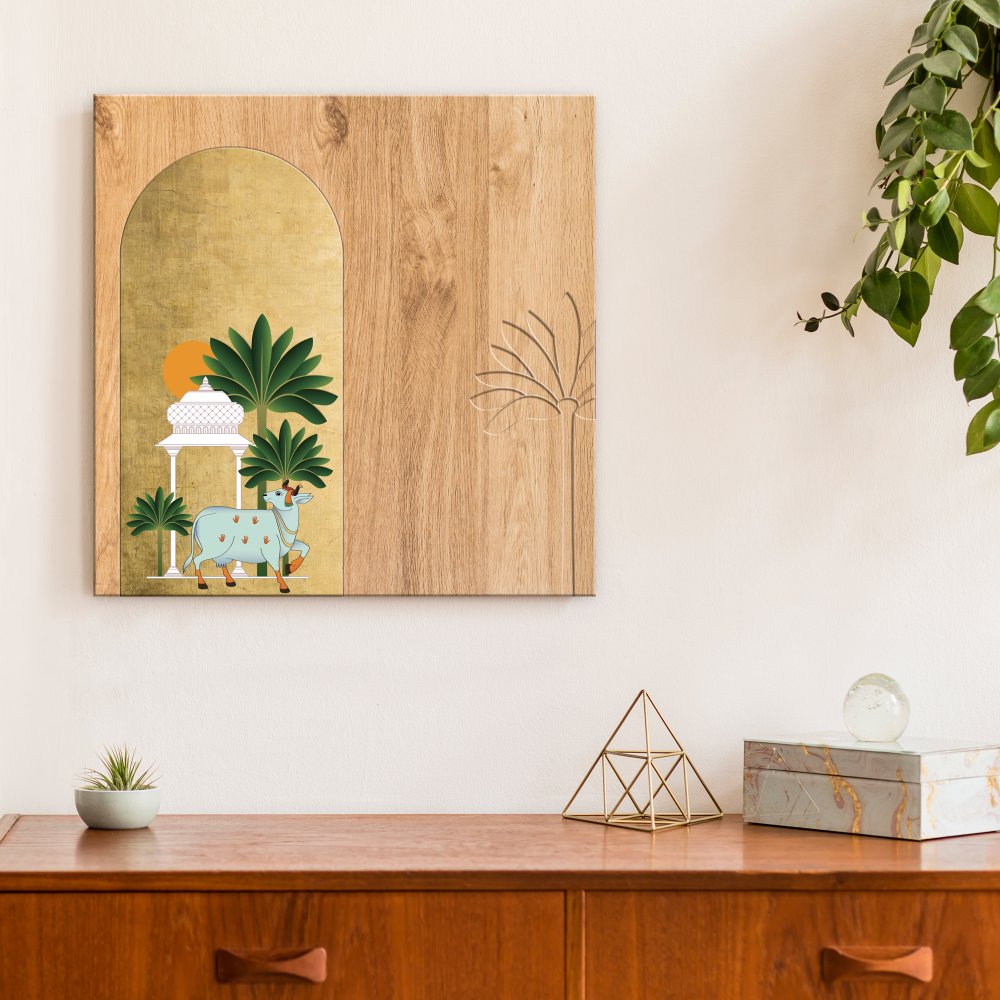 Pichwai - Blue Cow in brass