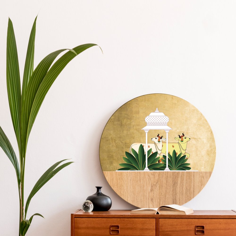 Pichwai 2 cows in Brass