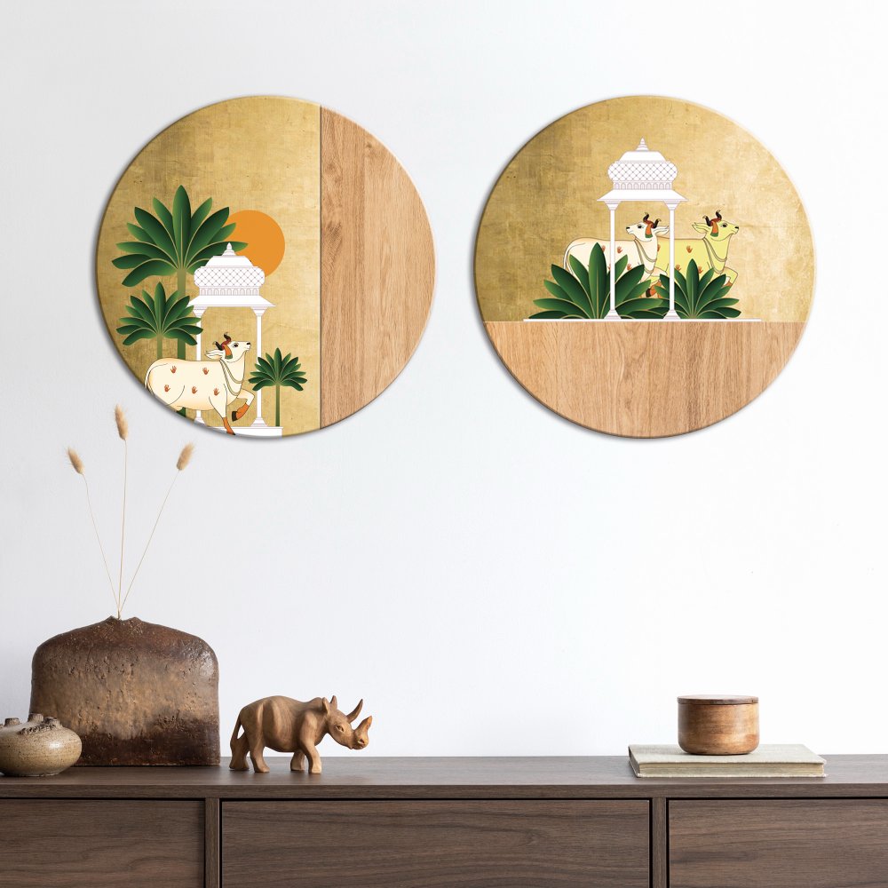 Pichwai 2 cows in Brass