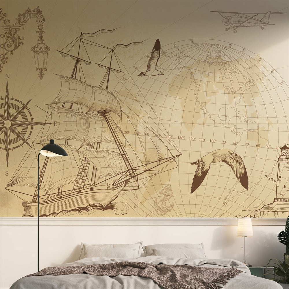 Sailing Time kids room wallpaper