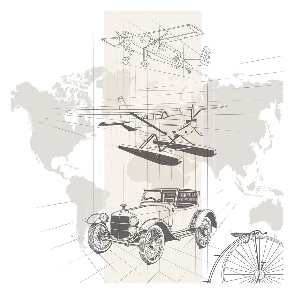 The Vintage Ride kids room wallpaper