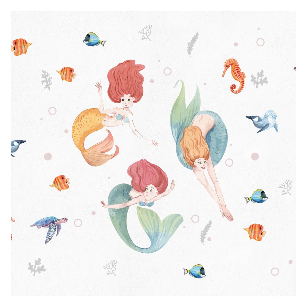Little Mermaid in the Underwater Kids Room Wallpaper