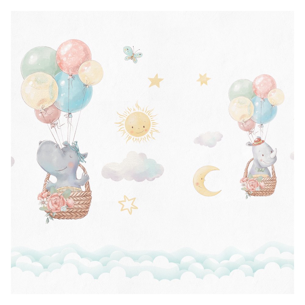 Flying Animals Kids Room Wallpaper