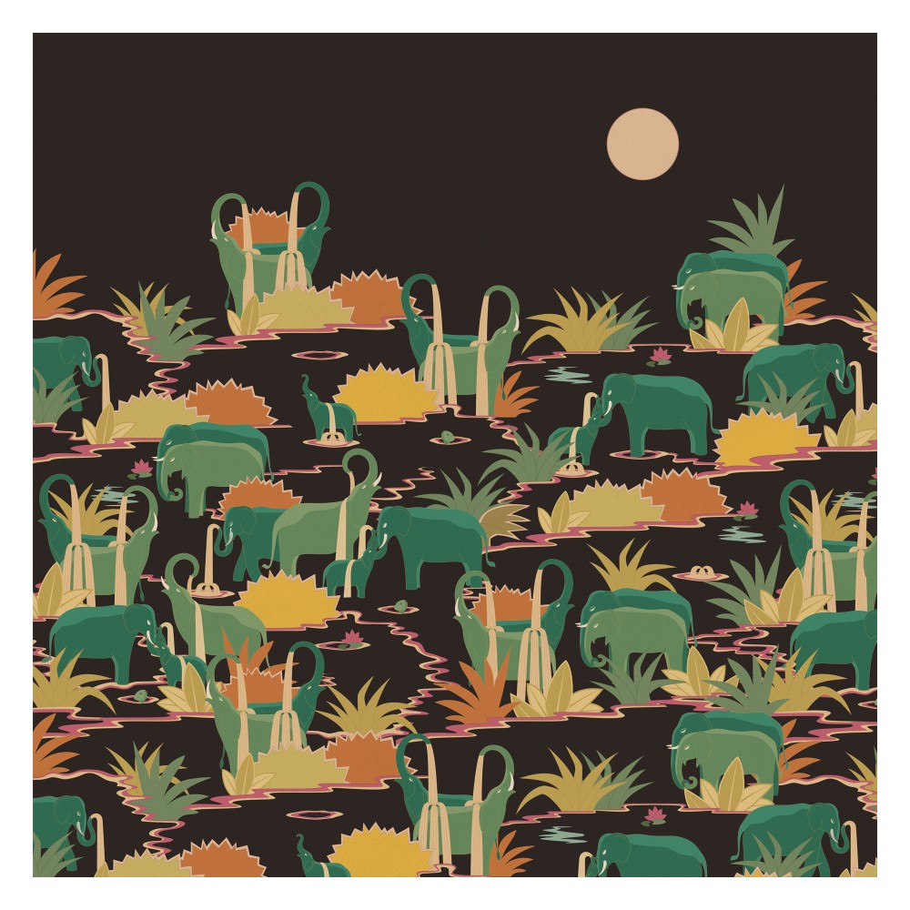 Bathing Elephant Kids Room Wallpaper