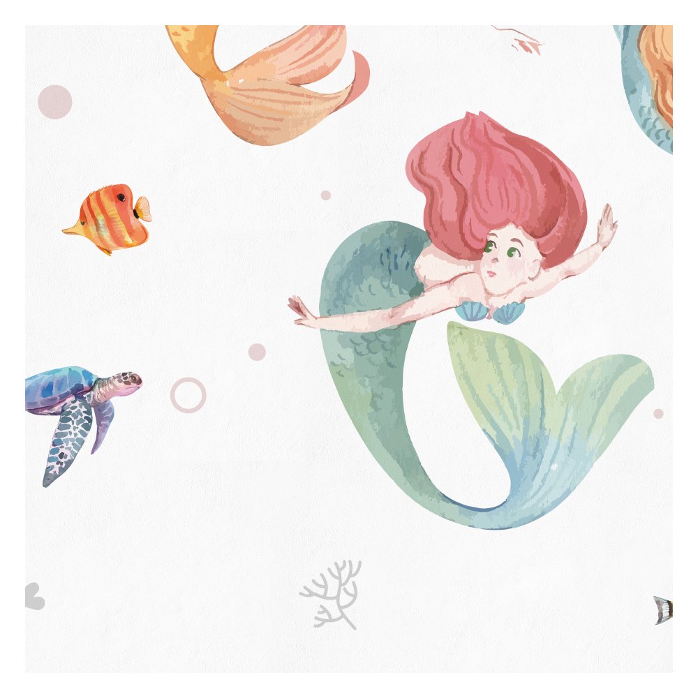 Little Mermaid in the Underwater Kids Room Wallpaper