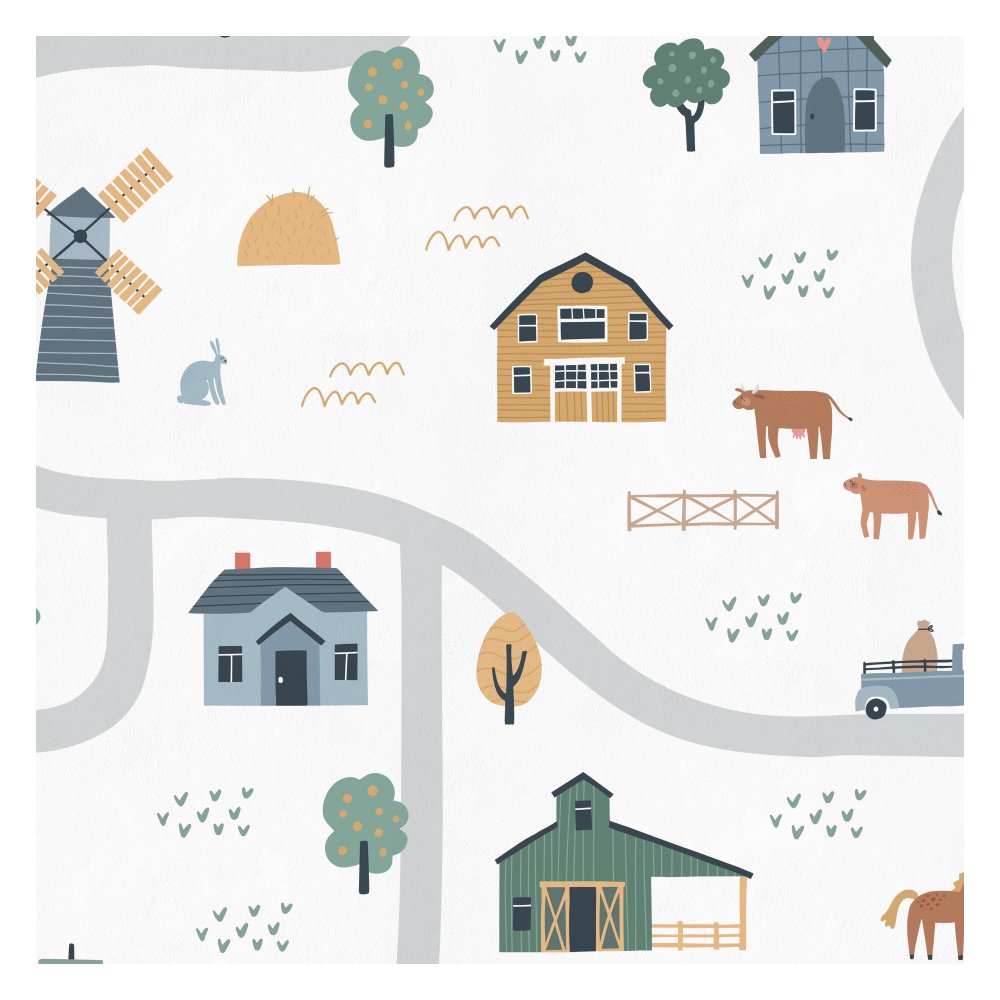 Cute Cars And Road Network Kids Room Wallpaper