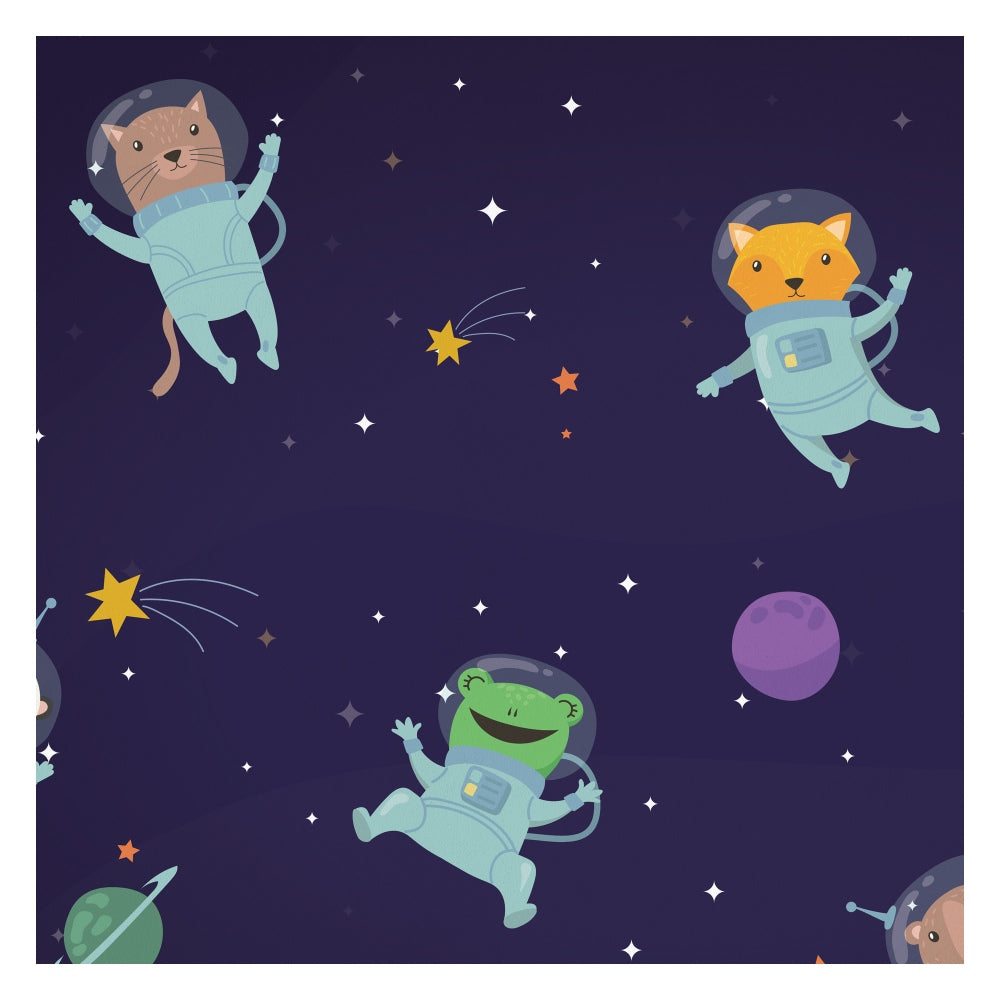 Moon Walk, Cute kids Room Wallpaper, Blue