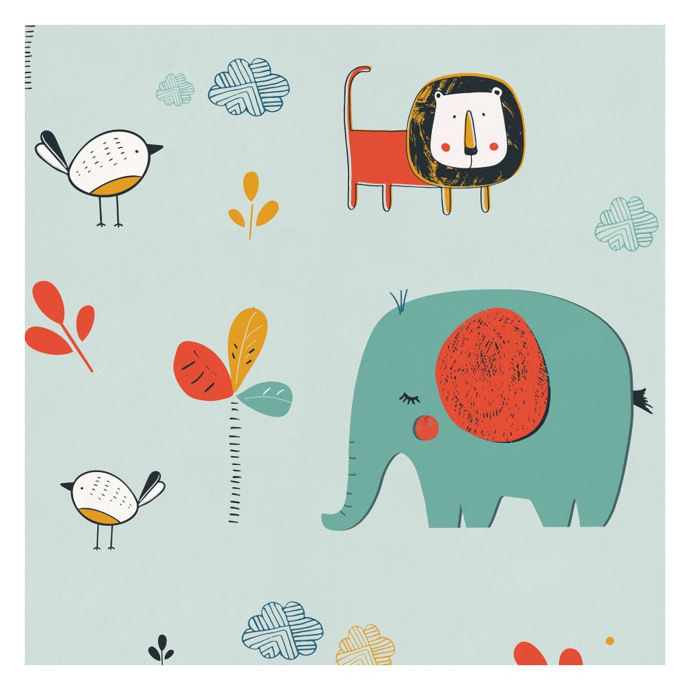 Hand Painted Animal wallpaper For kids room