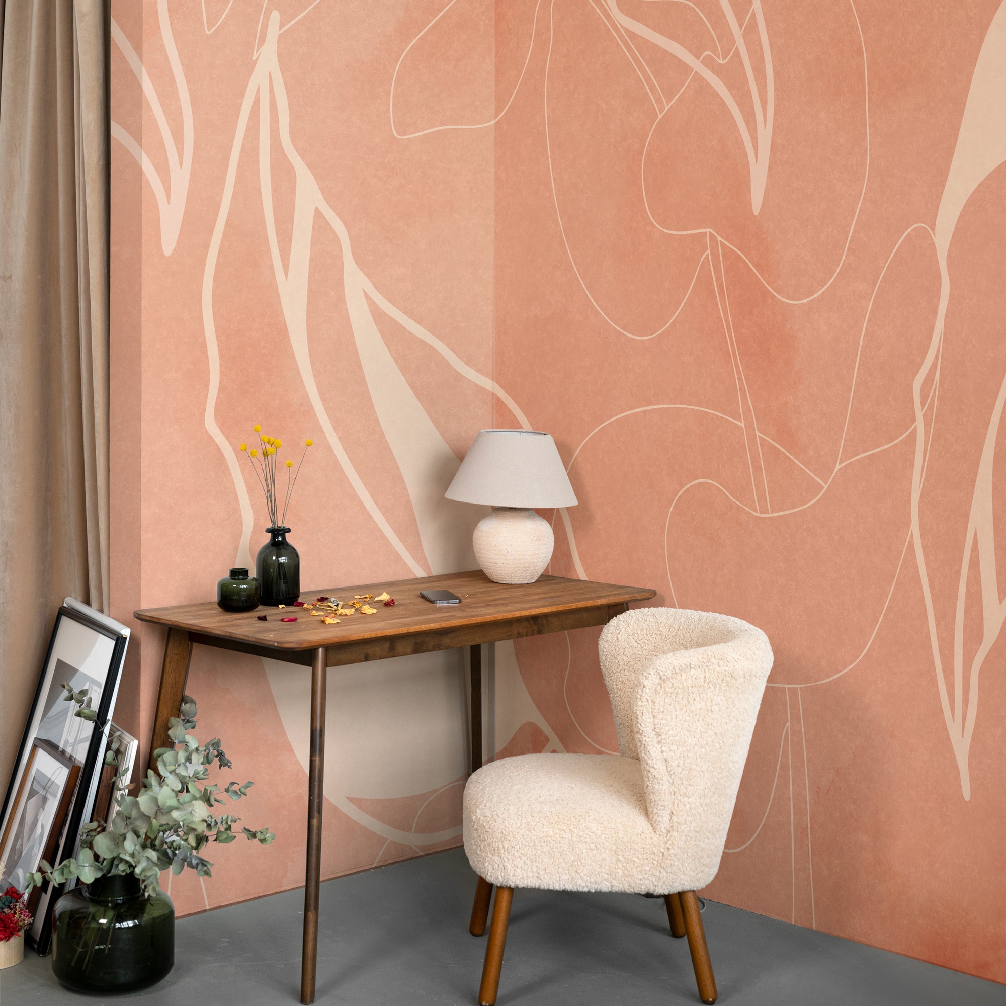 Blush Serenity: A Cozy Botanical Corner