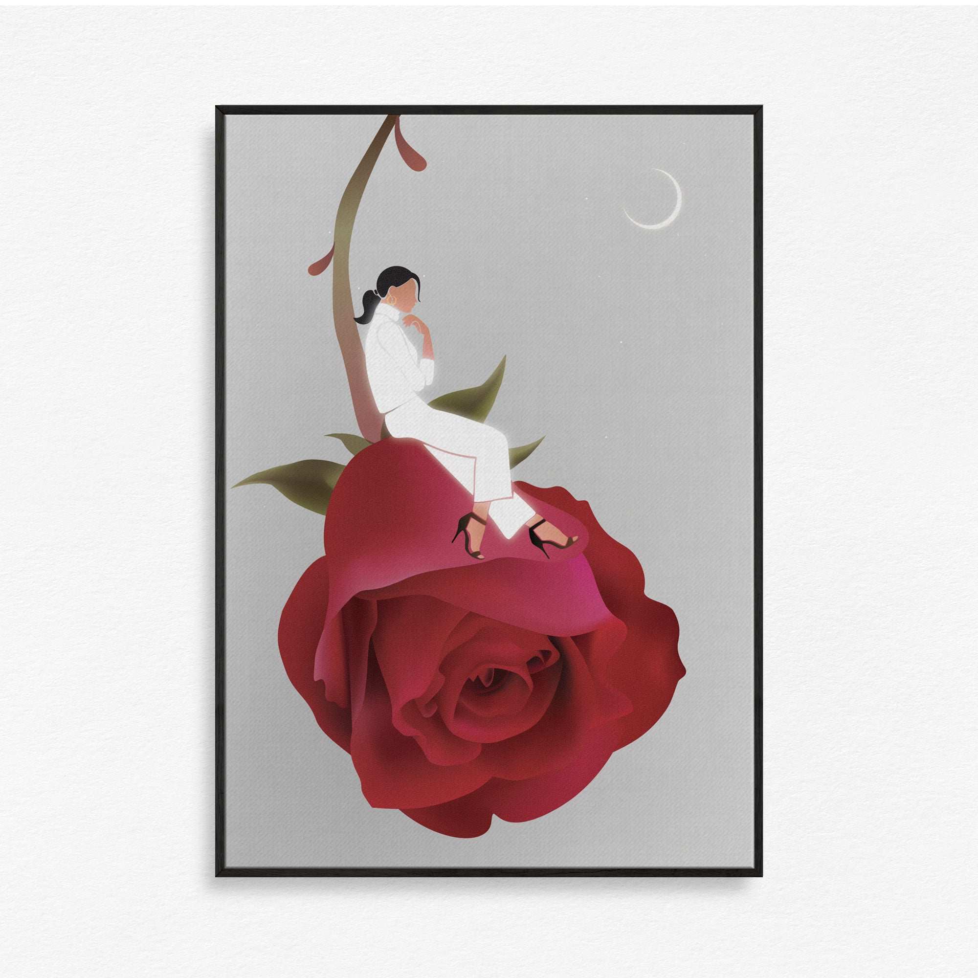 Between Petals and the Moon Wall Art Canvas Painting